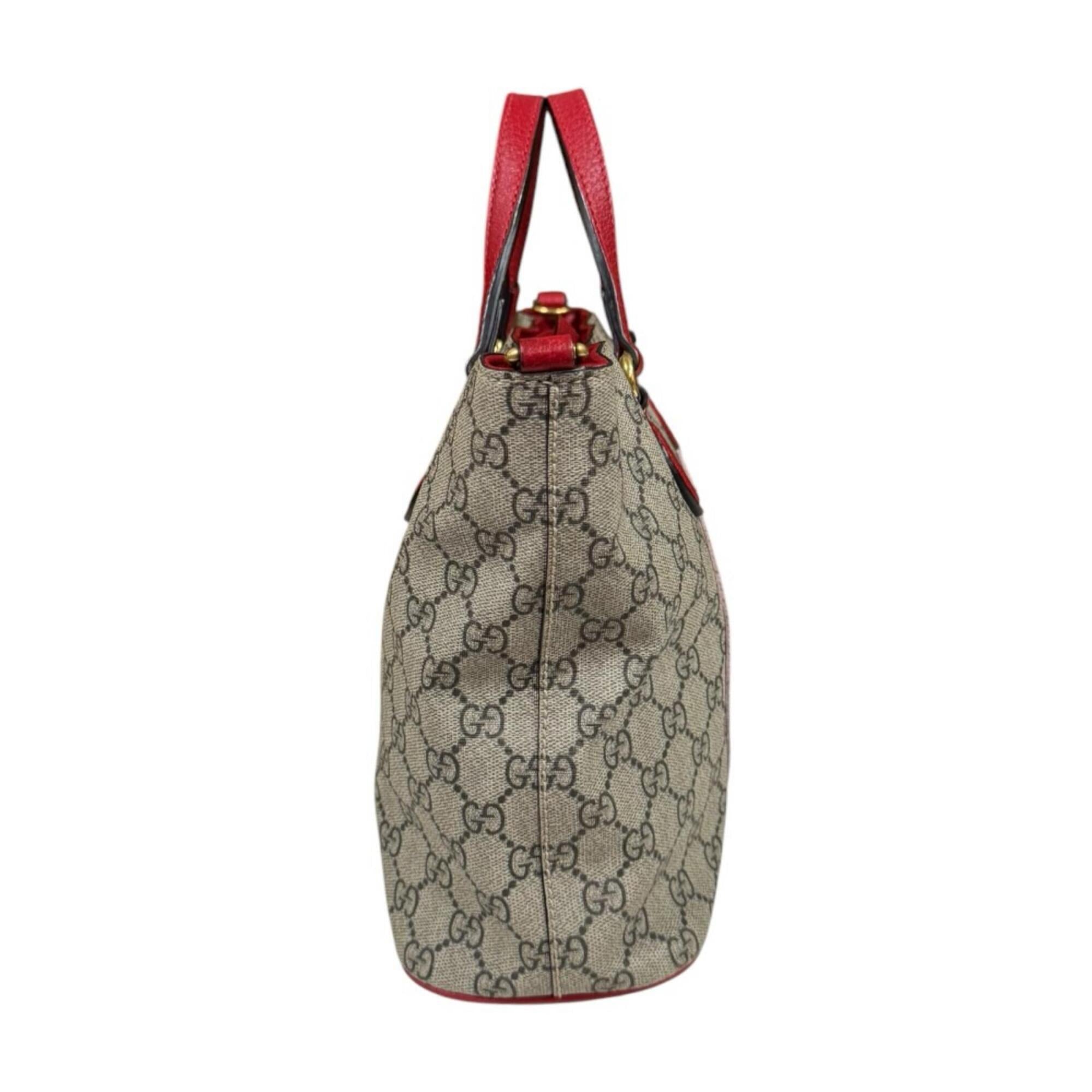Gucci Brown Red Color Gg Supreme Canvas Shoulder Bag (Pre-Owned)