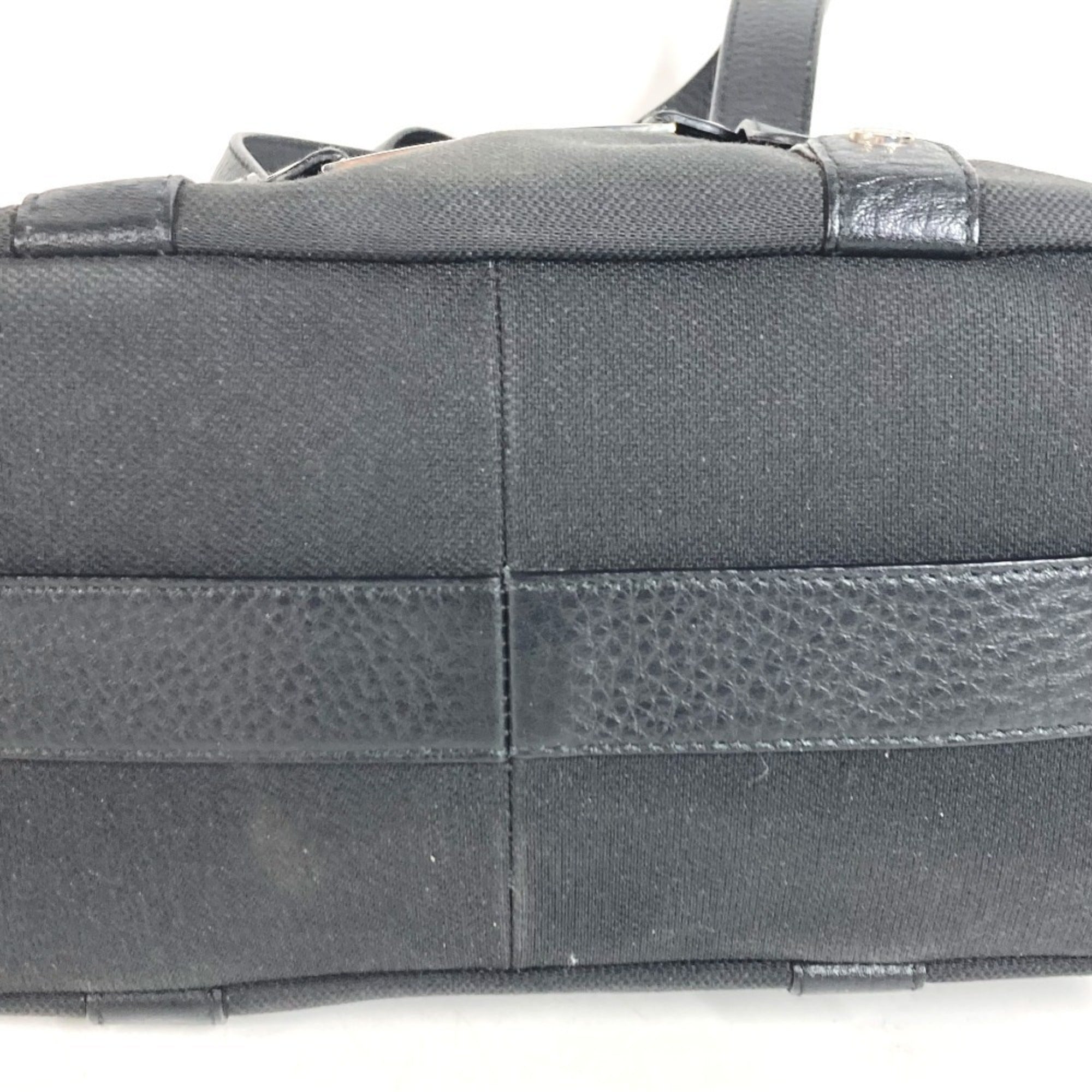 Bvlgari Black Leather Canvas Handbag Tote Bag (Pre-Owned)