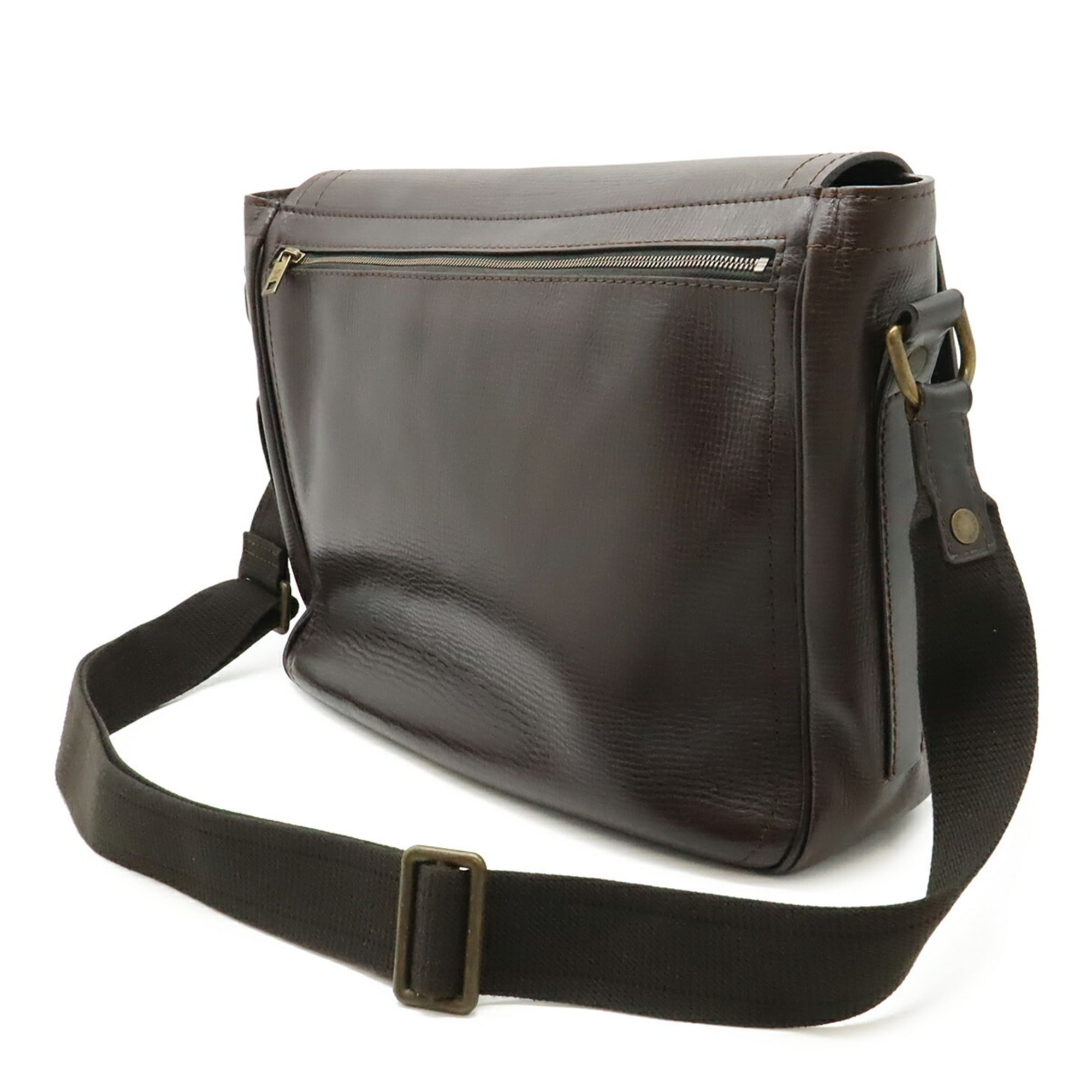 Louis Vuitton Coffee Leather Messenger Bag Shoulder Bag (Pre-Owned)