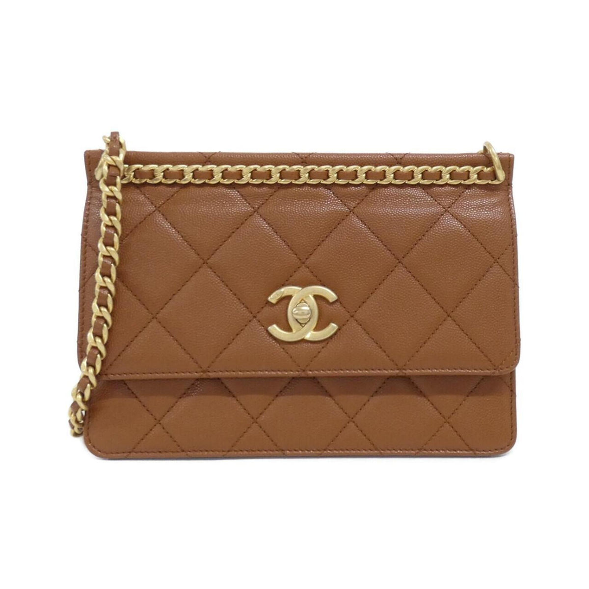 Chanel Brown Grained Calfskin Shoulder Bag (Pre-Owned)