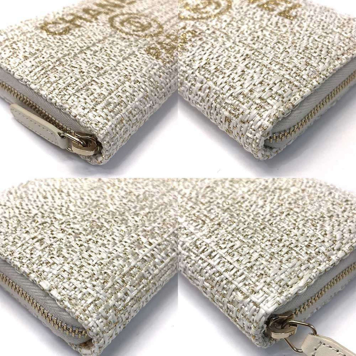 Chanel White Tweed Coin Purse/Coin Case (Pre-Owned)