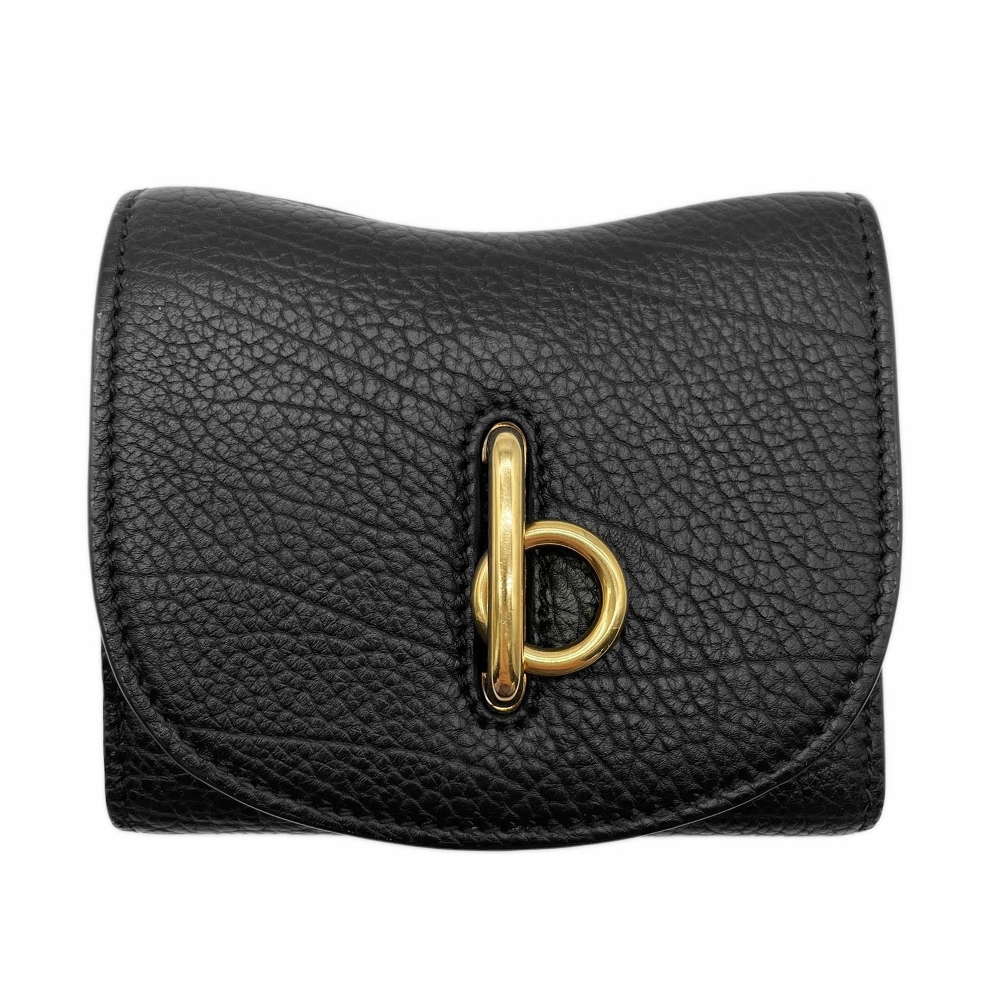 Burberry Black Leather Metal Wallet (Tri-Fold) (Pre-Owned)