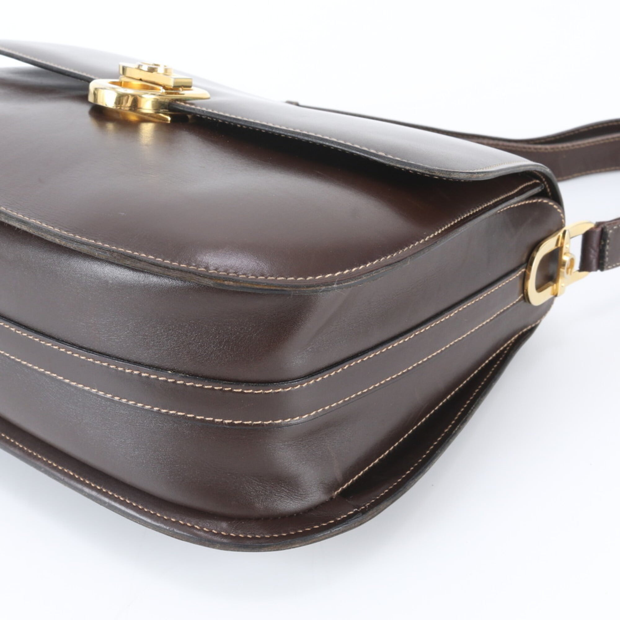 Gucci Dark Brown Leather Handbag Shoulder Bag Tote Bag (Pre-Owned)
