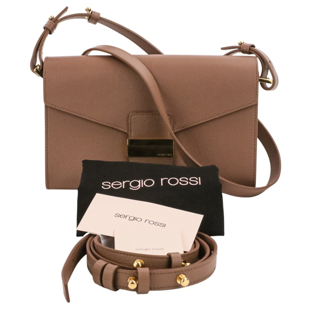 Sergio Rossi Brown Messenger Bag Shoulder Bag (Pre-Owned)