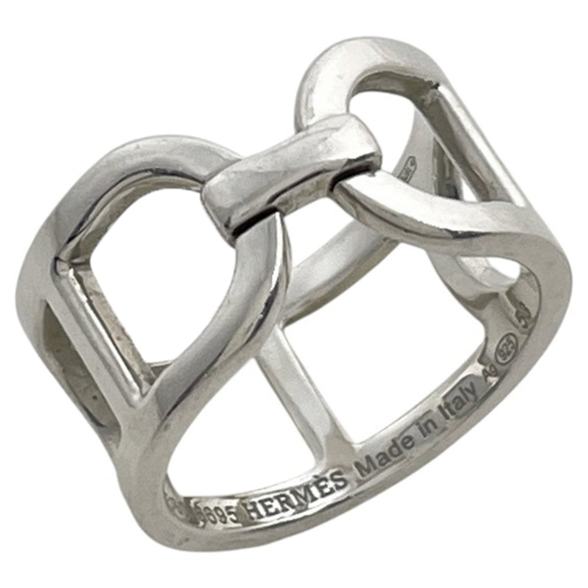 Hermes Silver Silver 925 Band Ring (Pre-Owned)