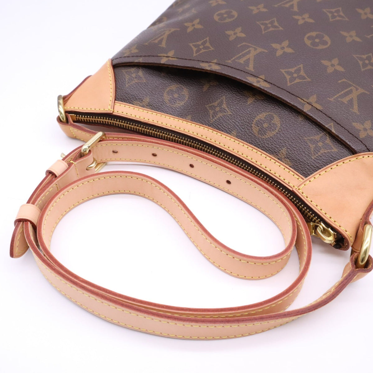 Louis Vuitton Beige Brown Coated Canvas Leather Shoulder Bag (Pre-Owned)
