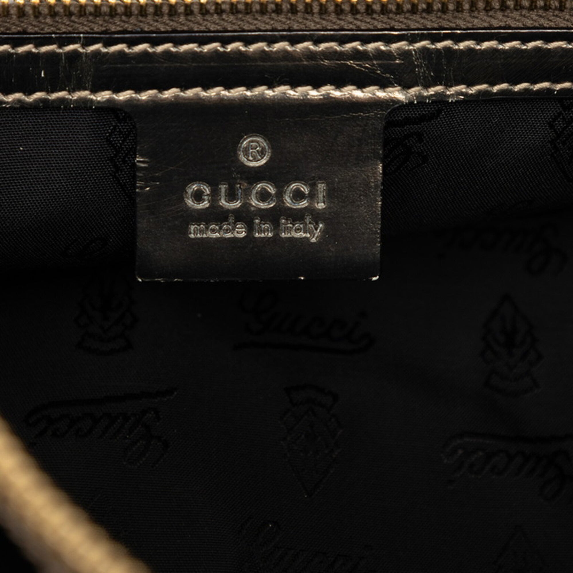 Gucci Bamboo Black Patent Leather Coated Canvas Handbag Shoulder Bag (Pre-Owned)