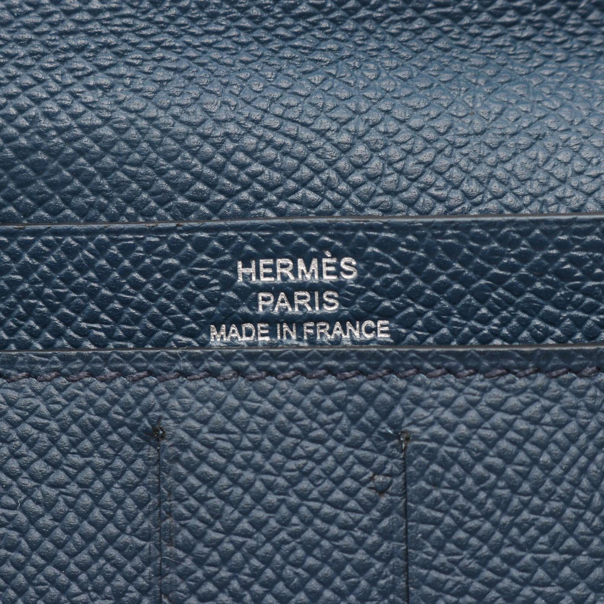 Hermes Navy Epsom Leather Leather Long Wallet (Bi-Fold) (Pre-Owned)