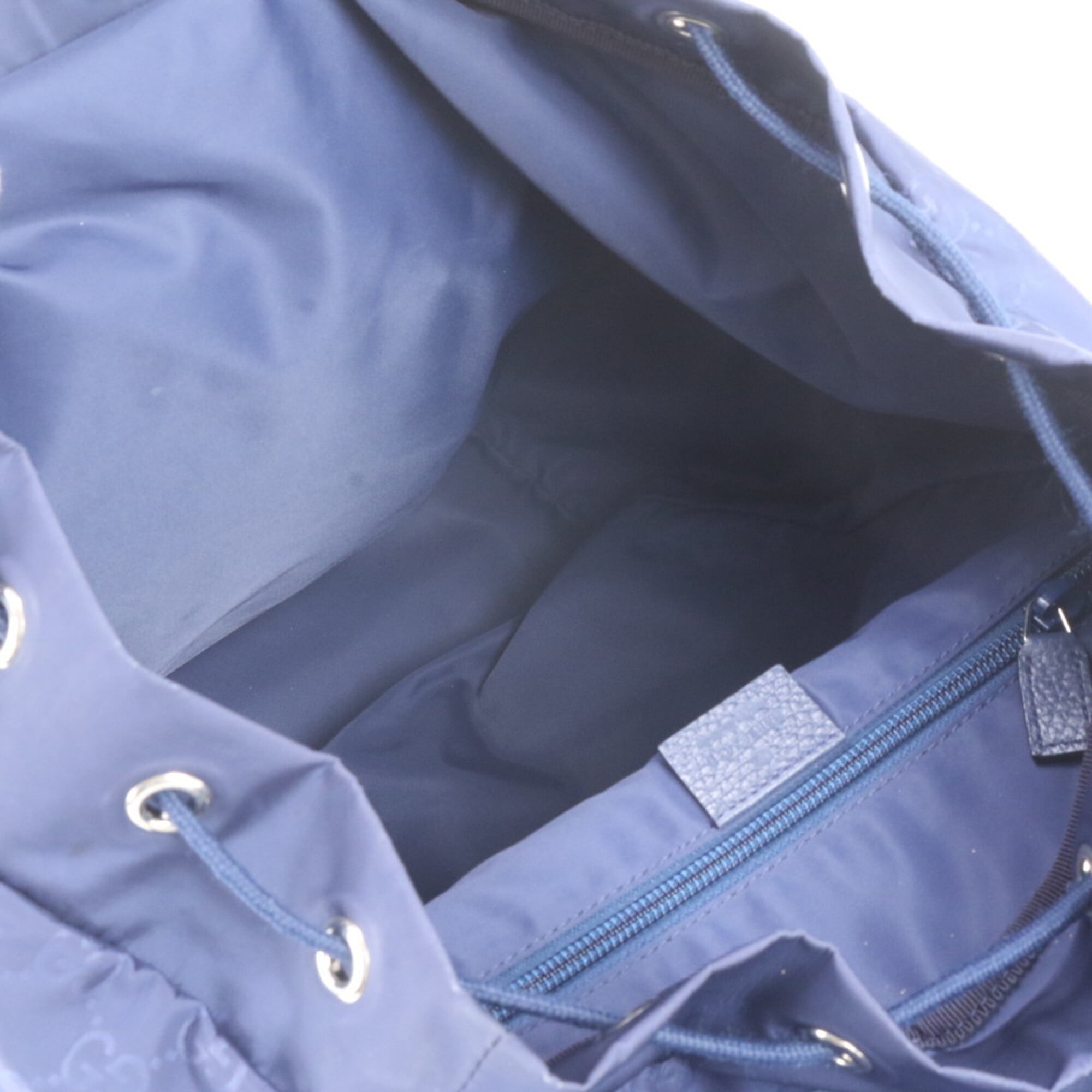 Gucci Blue Leather Nylon Backpack Shoulder Bag (Pre-Owned)