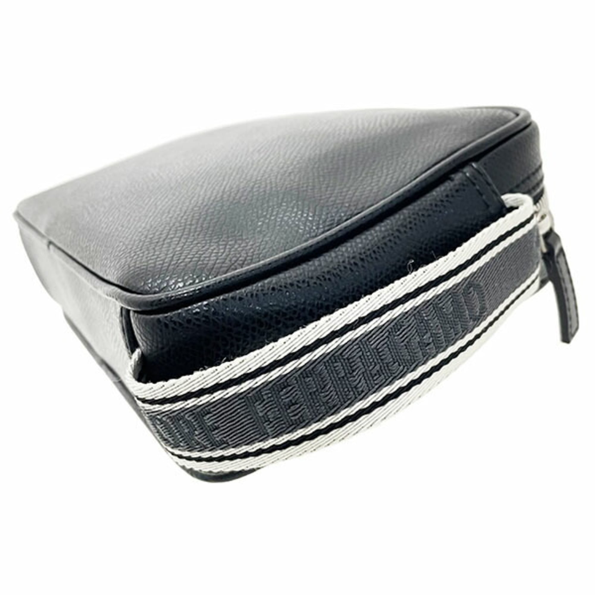 Salvatore Ferragamo Black Leather Fabric Clutch Bag (Pre-Owned)