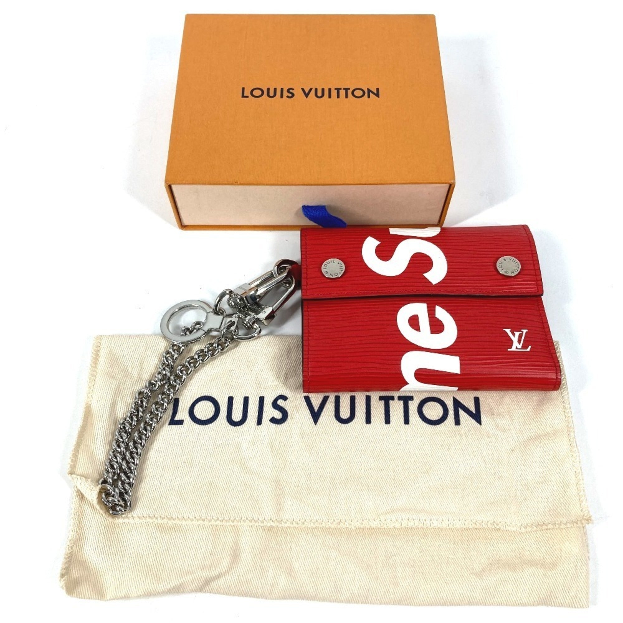 Louis Vuitton Epi Red Color White Epi Leather Chain/Shoulder Wallet (Pre-Owned)