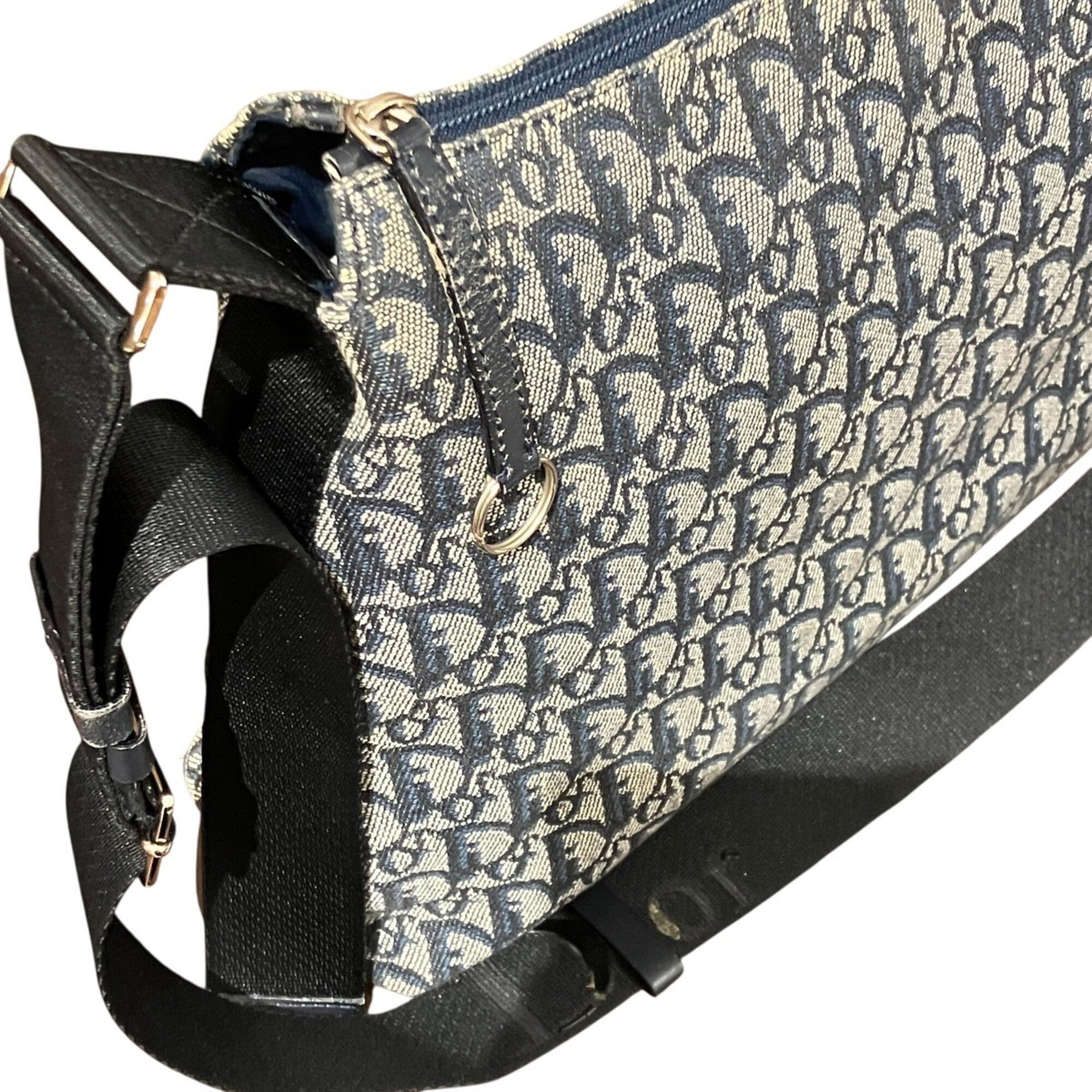 Christian Dior Navy Canvas Leather Shoulder Bag (Pre-Owned)