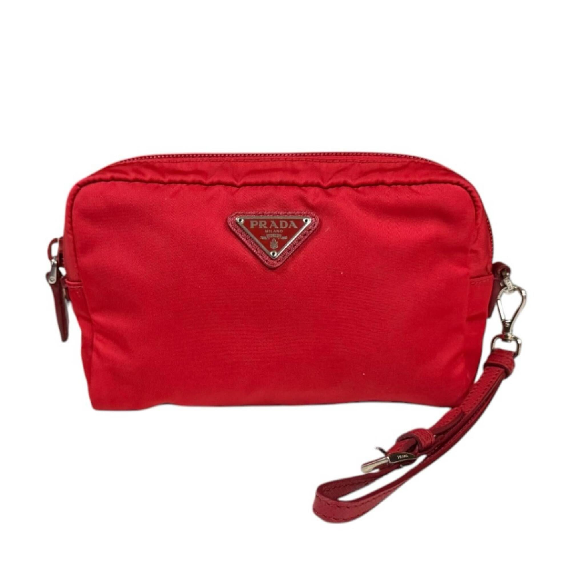 Prada Red Color Nylon Handbag (Pre-Owned)