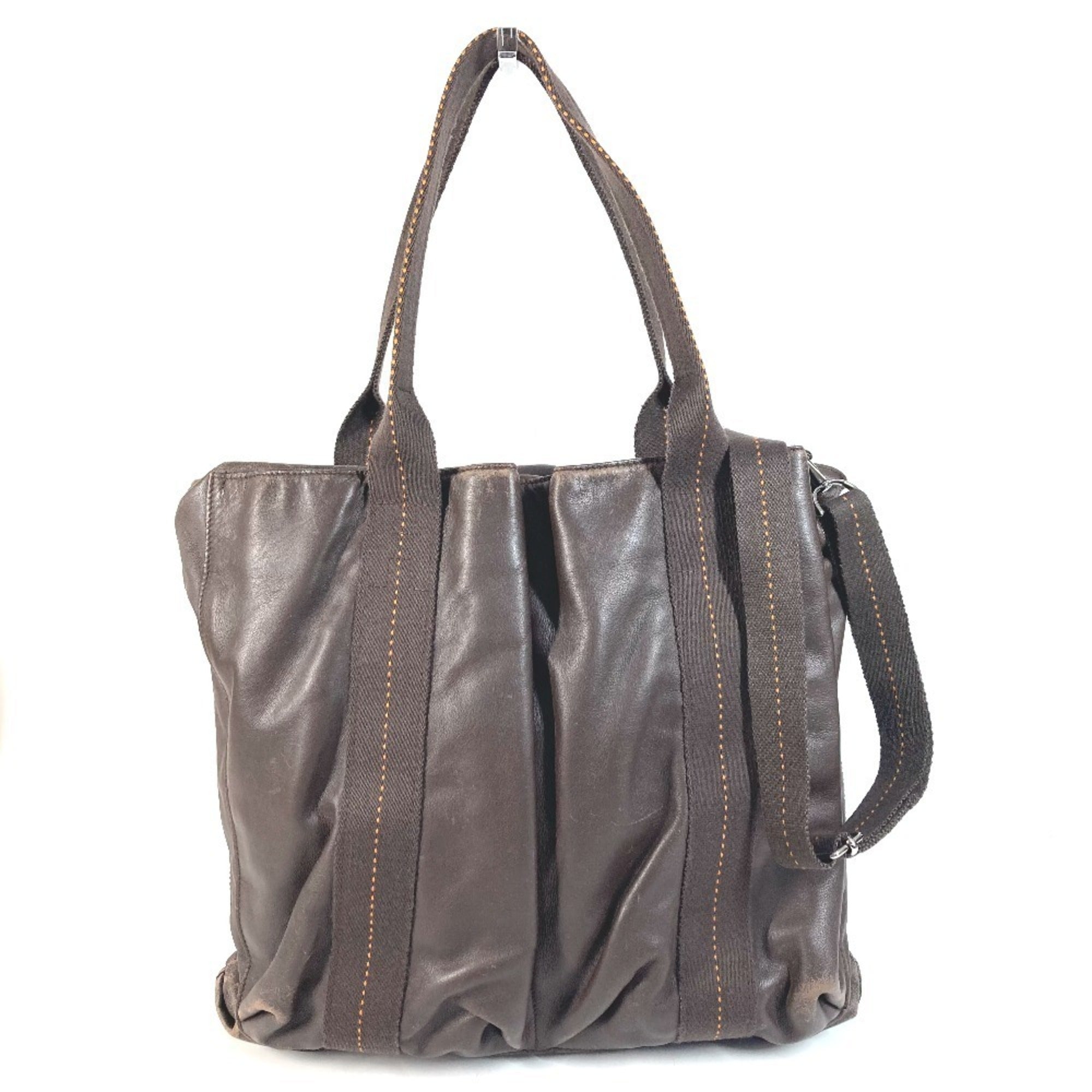Hermes Brown Orange Leather Handbag Shoulder Bag Tote Bag (Pre-Owned)