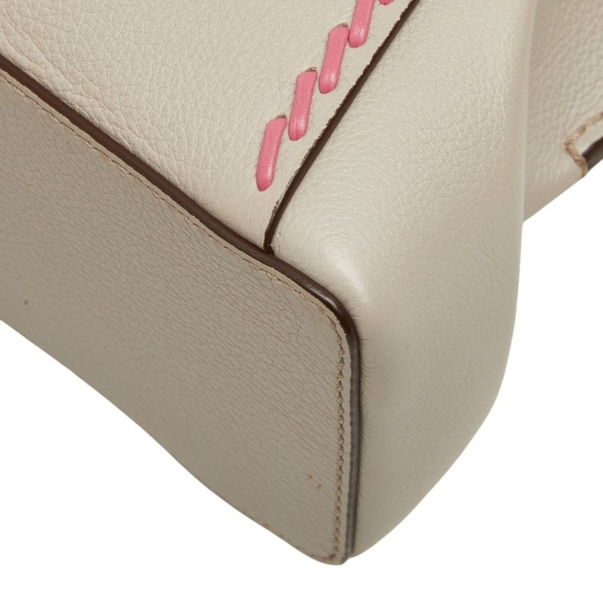 Cartier Gray Pink Leather Handbag Shoulder Bag (Pre-Owned)
