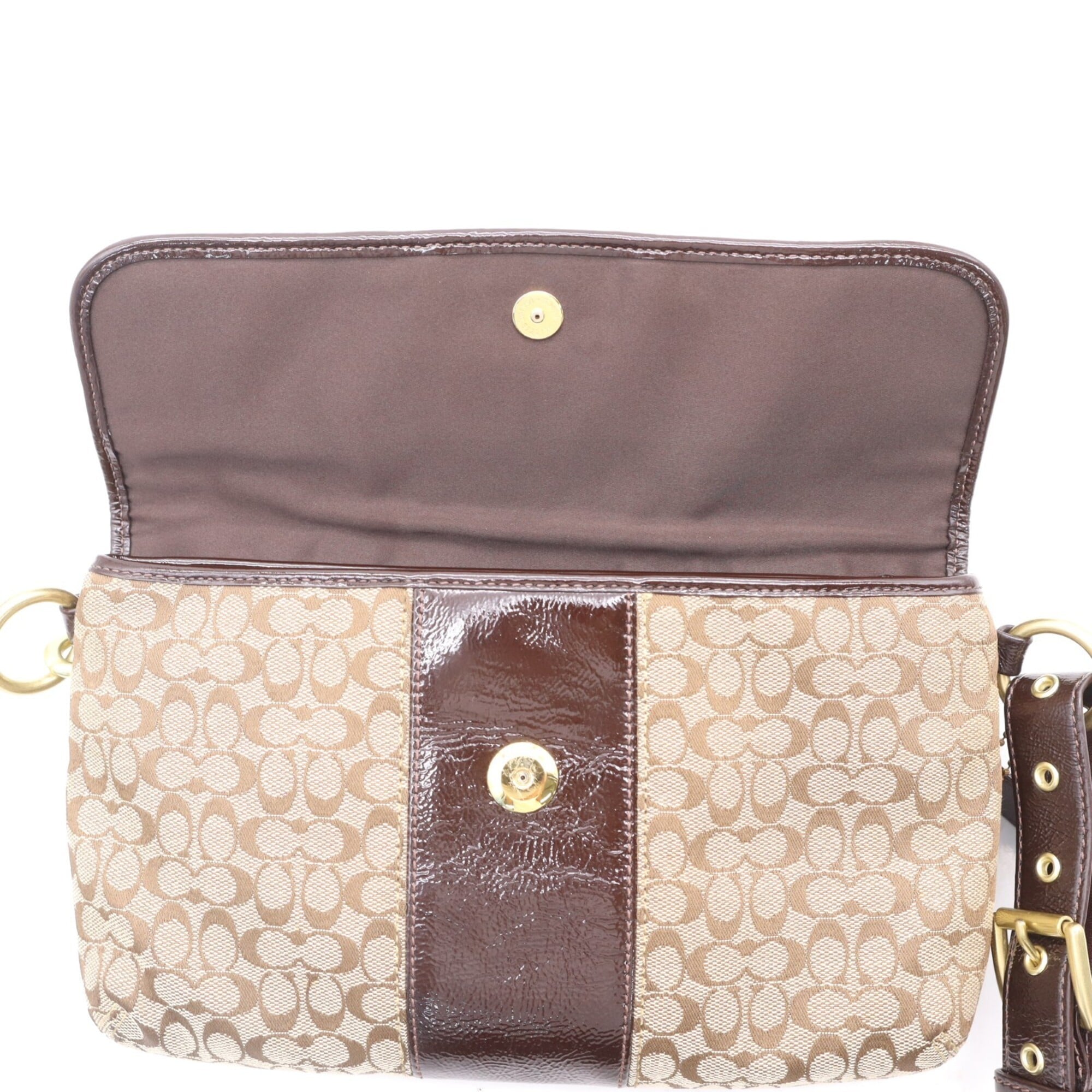 Coach Beige Brown Leather Shoulder Bag (Pre-Owned)
