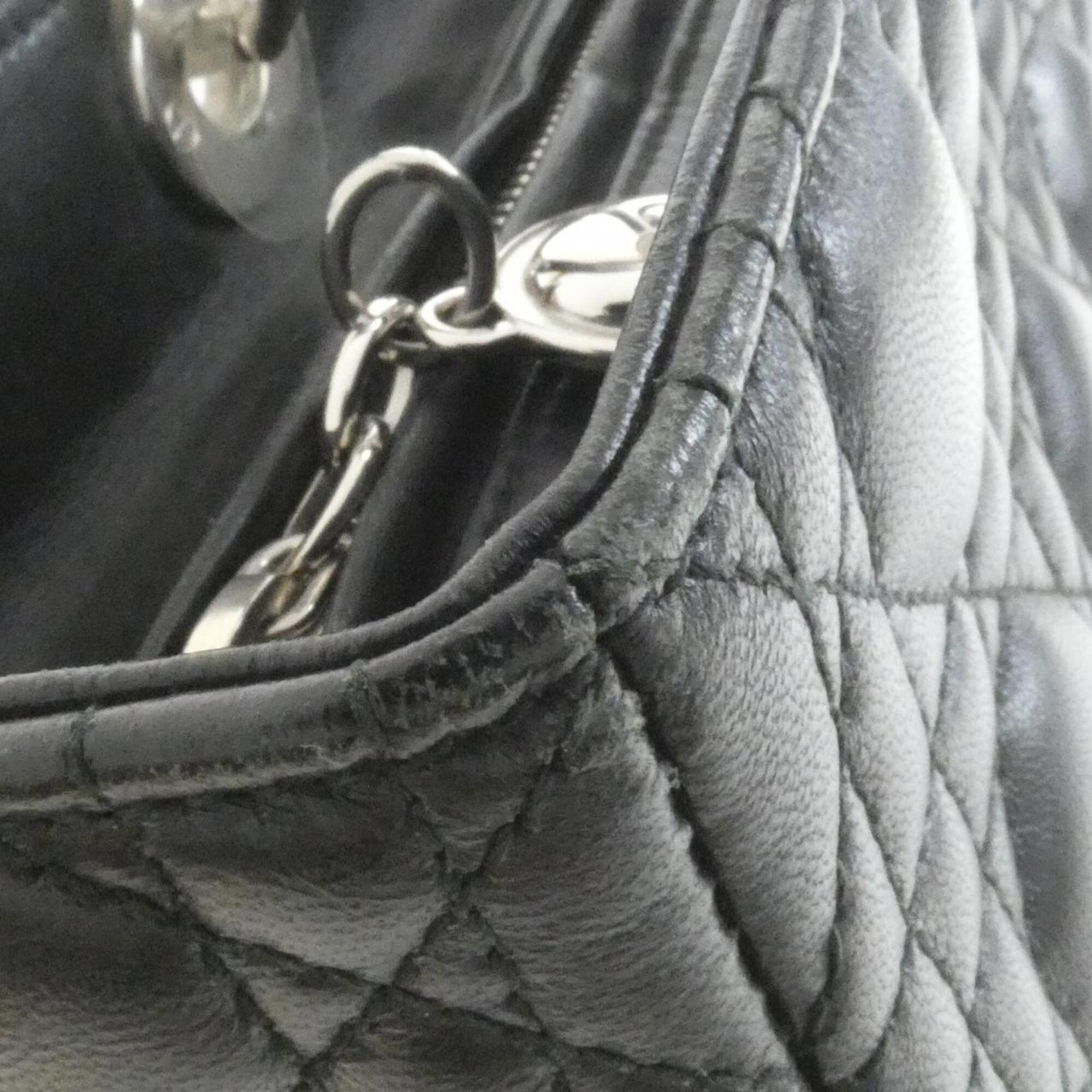 Christian Dior Lady Dior Black Leather Handbag (Pre-Owned)