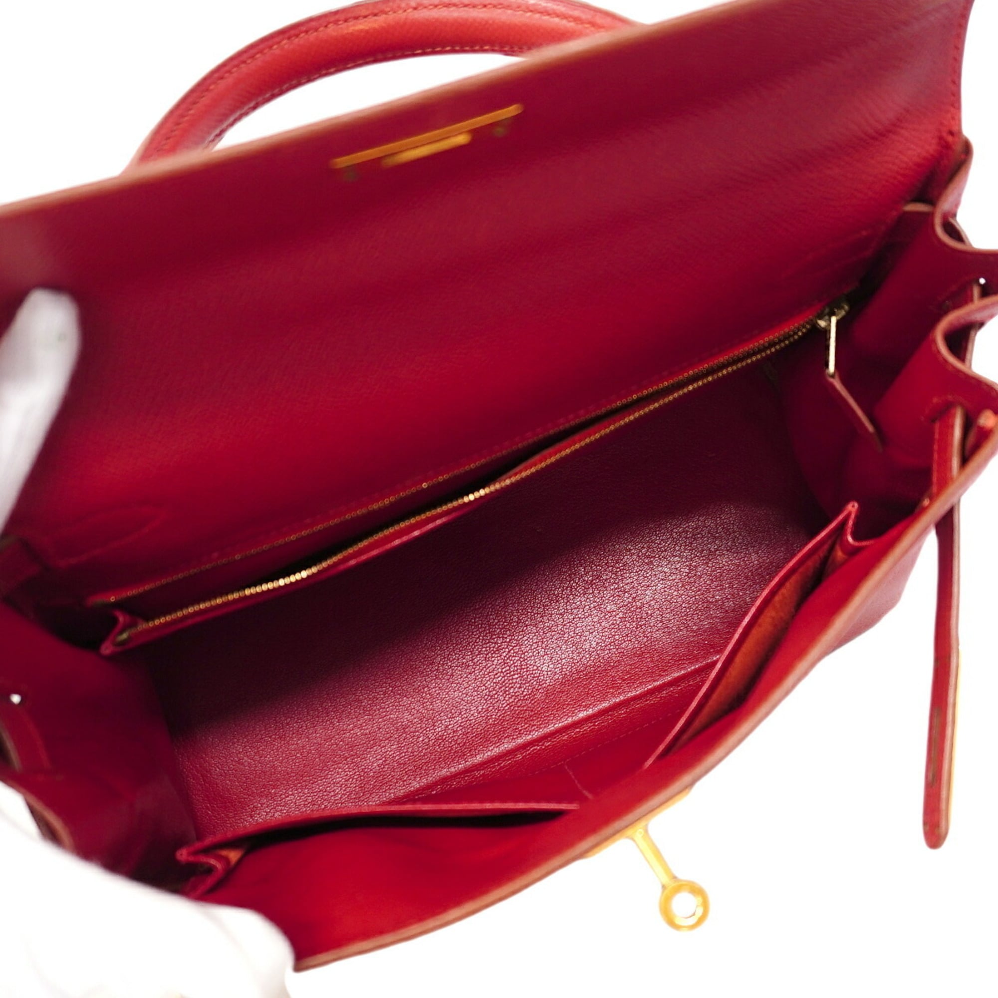 Hermes Rouge Vif Courchevel Leather Handbag (Pre-Owned)