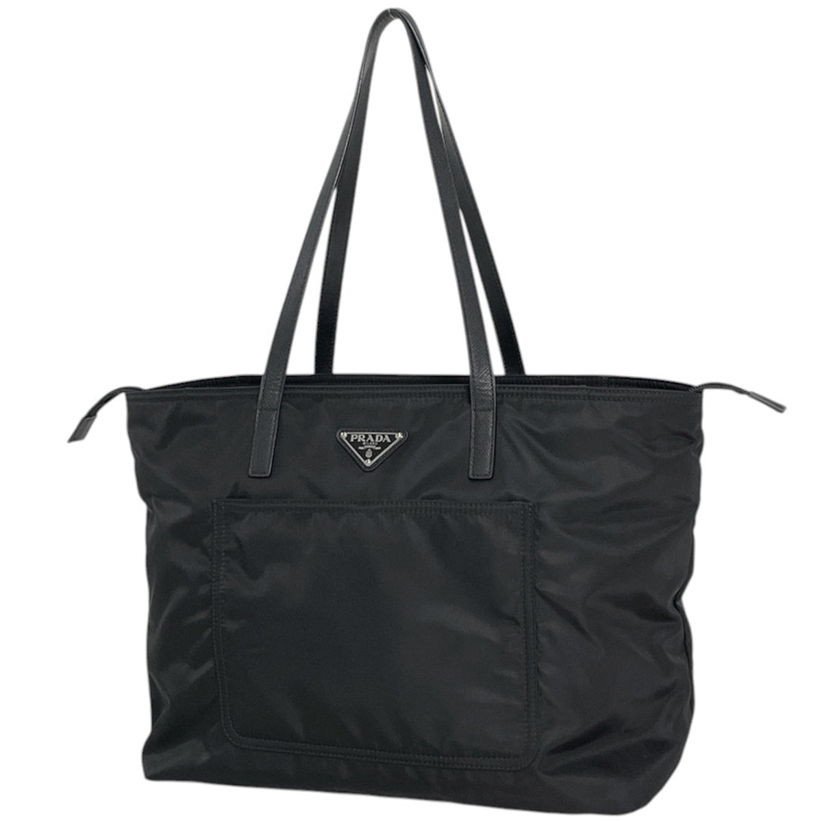 Prada Black Nylon Leather Tote Bag (Pre-Owned)