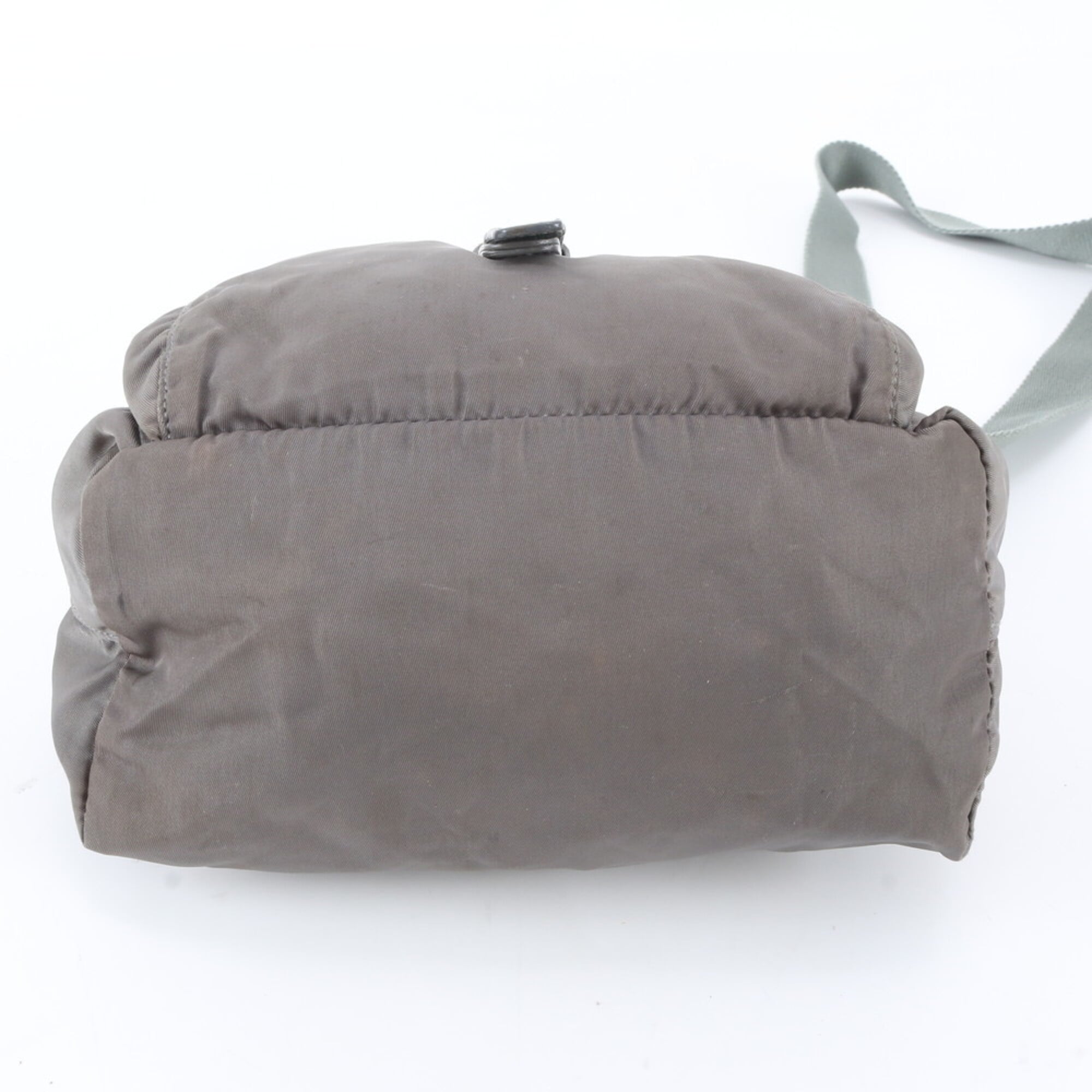 Prada Gray Nylon Leather Shoulder Bag (Pre-Owned)