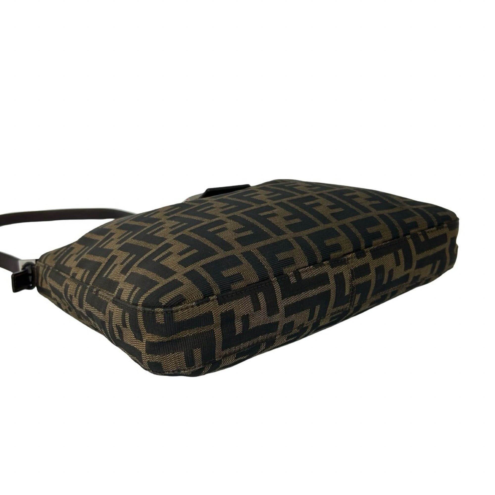 Fendi Black Brown Canvas Leather Handbag Shoulder Bag (Pre-Owned)