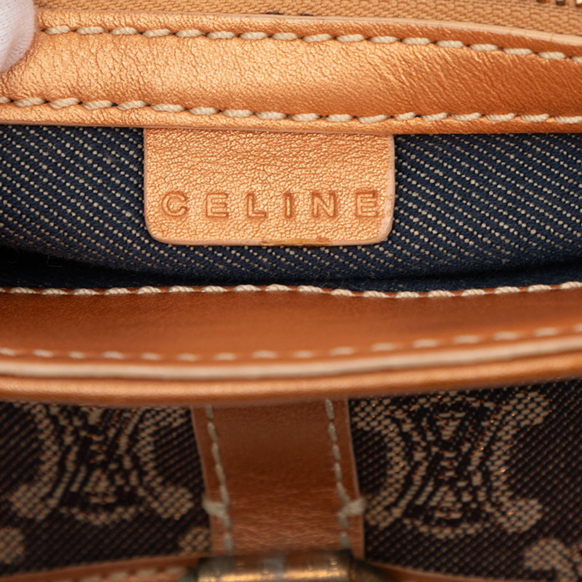 Celine Navy Orange Denim Leather Handbag (Pre-Owned)