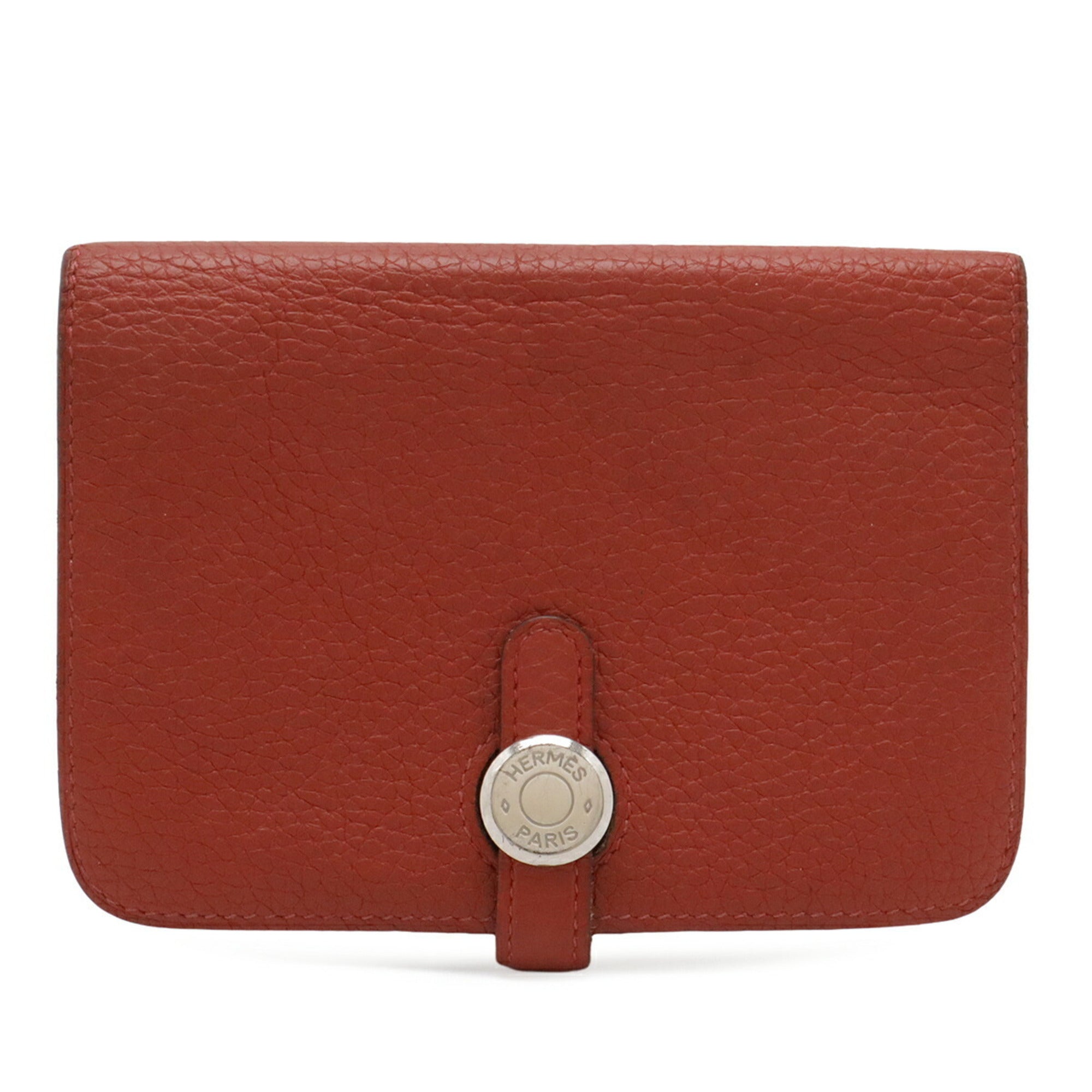 Hermes Red Color Red Brown Togo Leather Coin Purse/Coin Case (Pre-Owned)