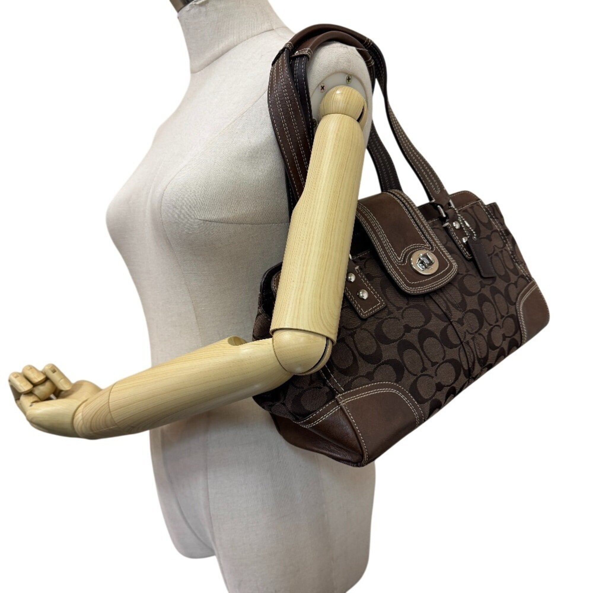 Coach Signature Brown Canvas Tote Bag (Pre-Owned)