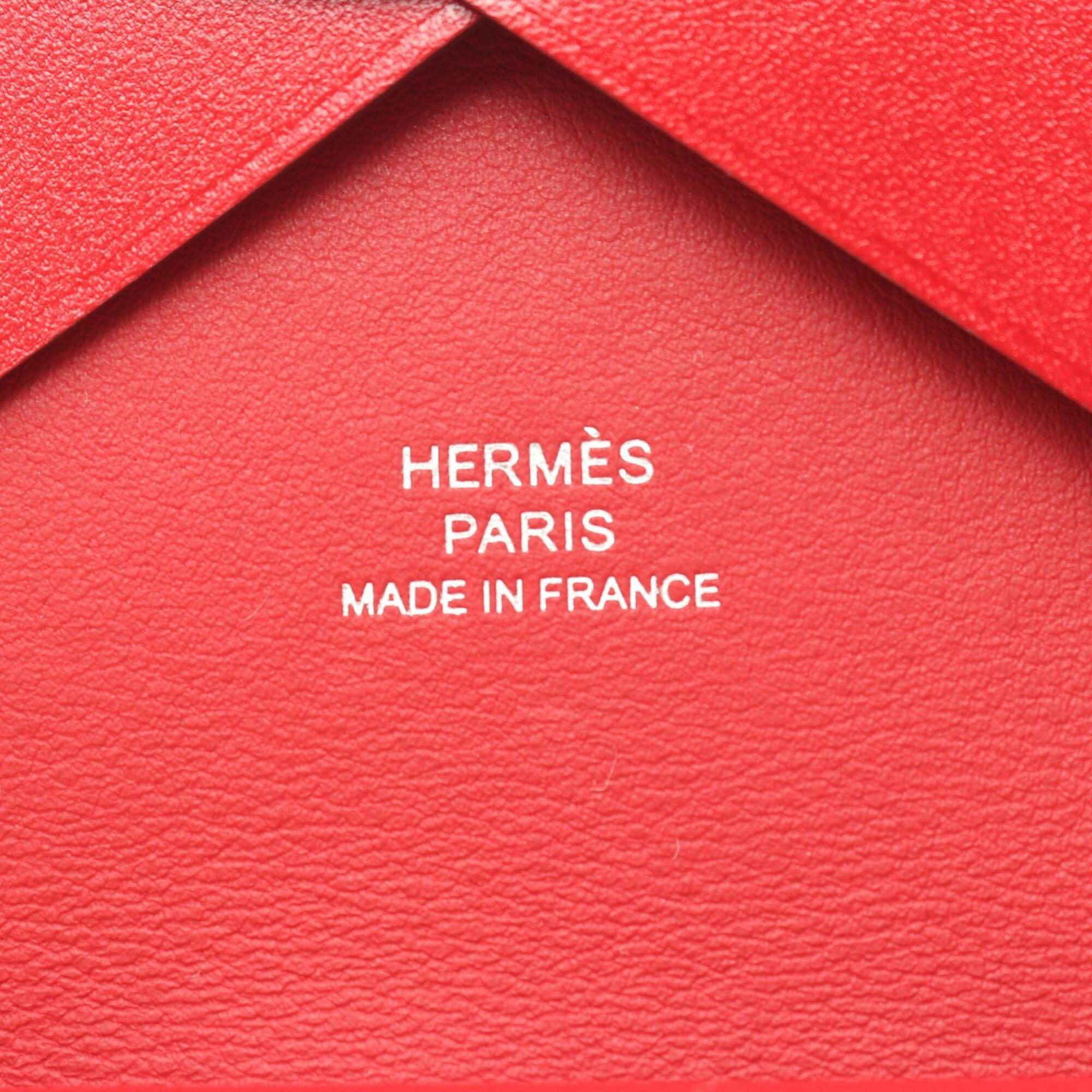 Hermes Red Color Box Calf Leather Coin Purse/Coin Case (Pre-Owned)