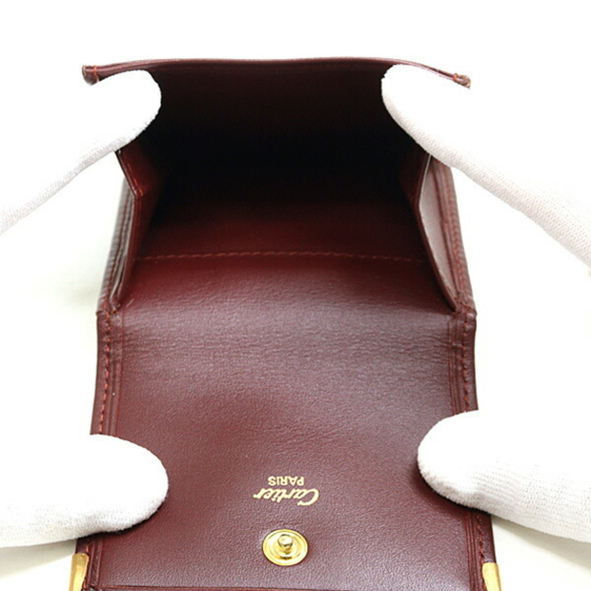 Cartier Must Bordeaux Leather Coin Purse/Coin Case (Pre-Owned)