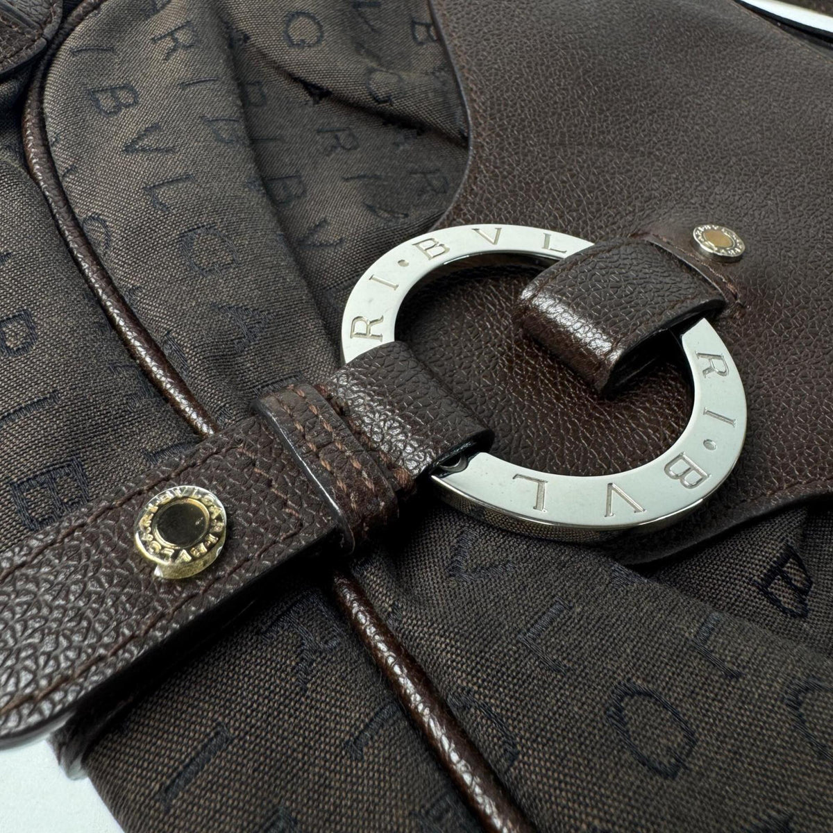 Bvlgari Brown Canvas Leather Shoulder Bag (Pre-Owned)
