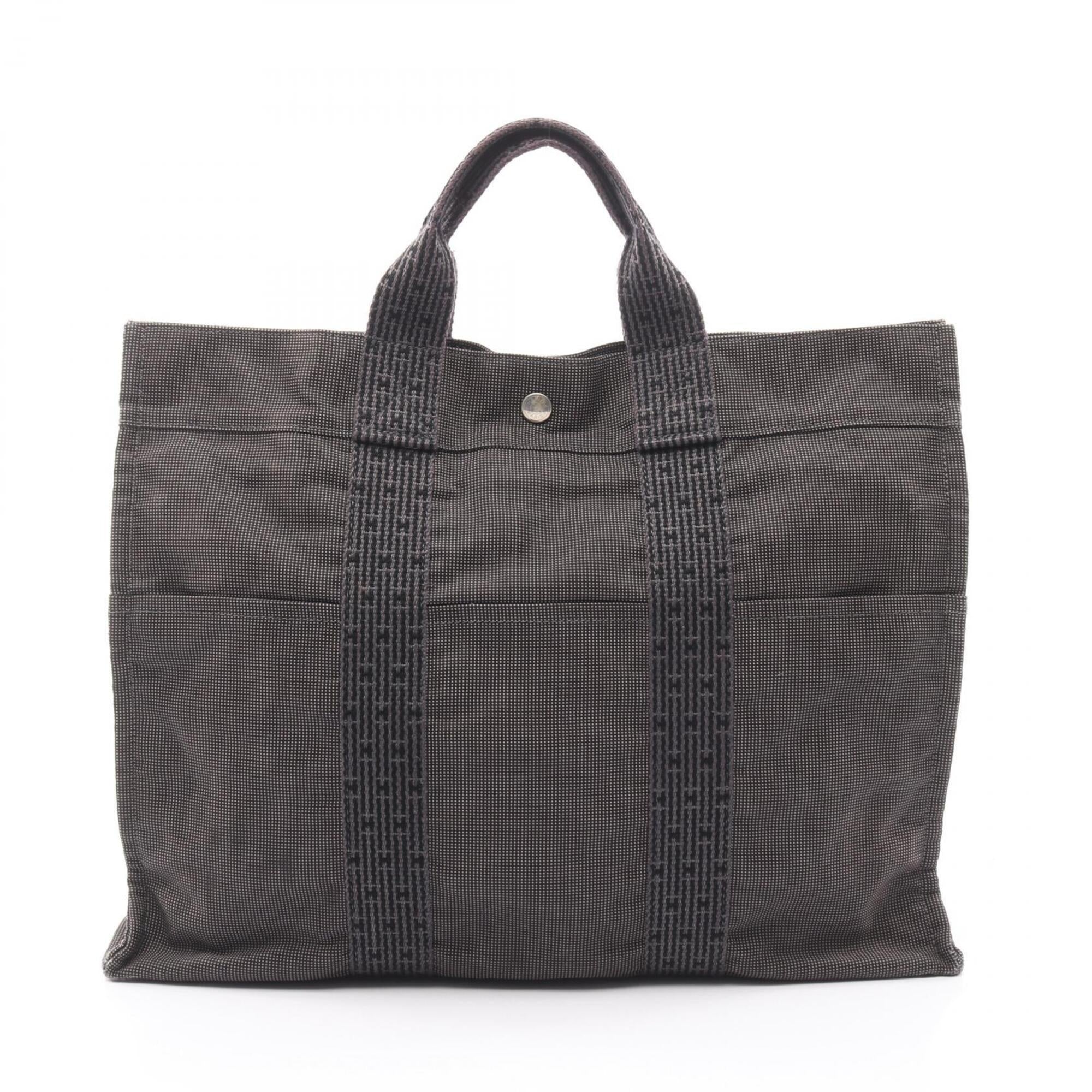 Hermes Gray Nylon Canvas Handbag Tote Bag (Pre-Owned)
