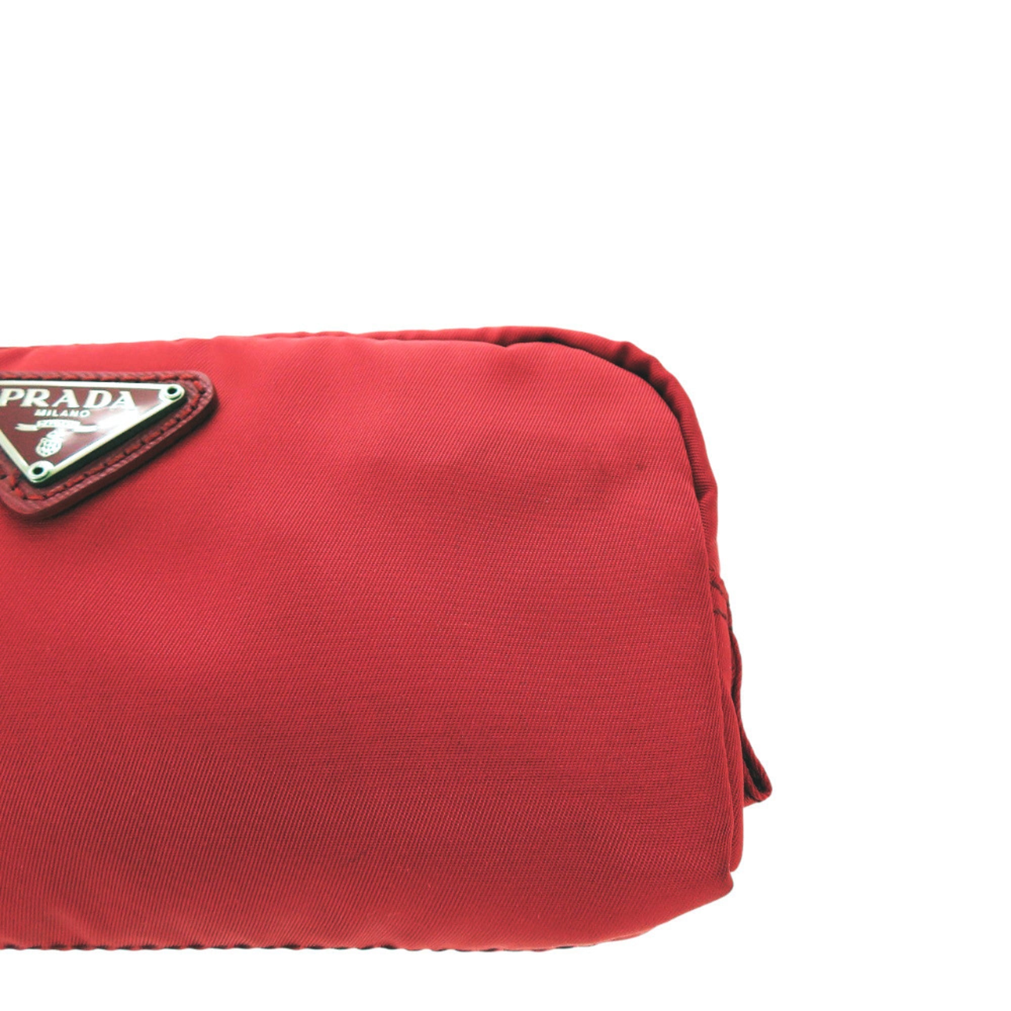Prada Red Color Nylon Pouch (Pre-Owned)