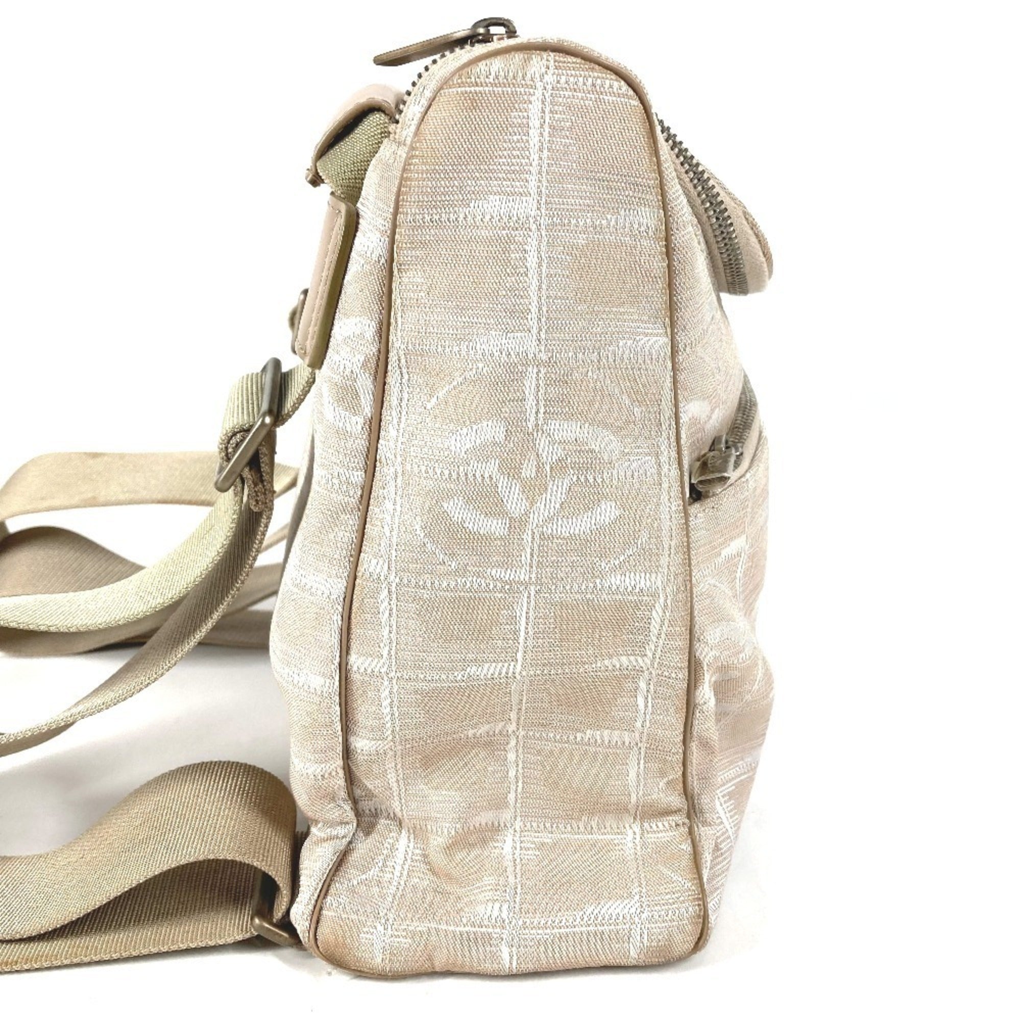 Chanel New Travel Line Beige Nylon Leather Backpack (Pre-Owned)