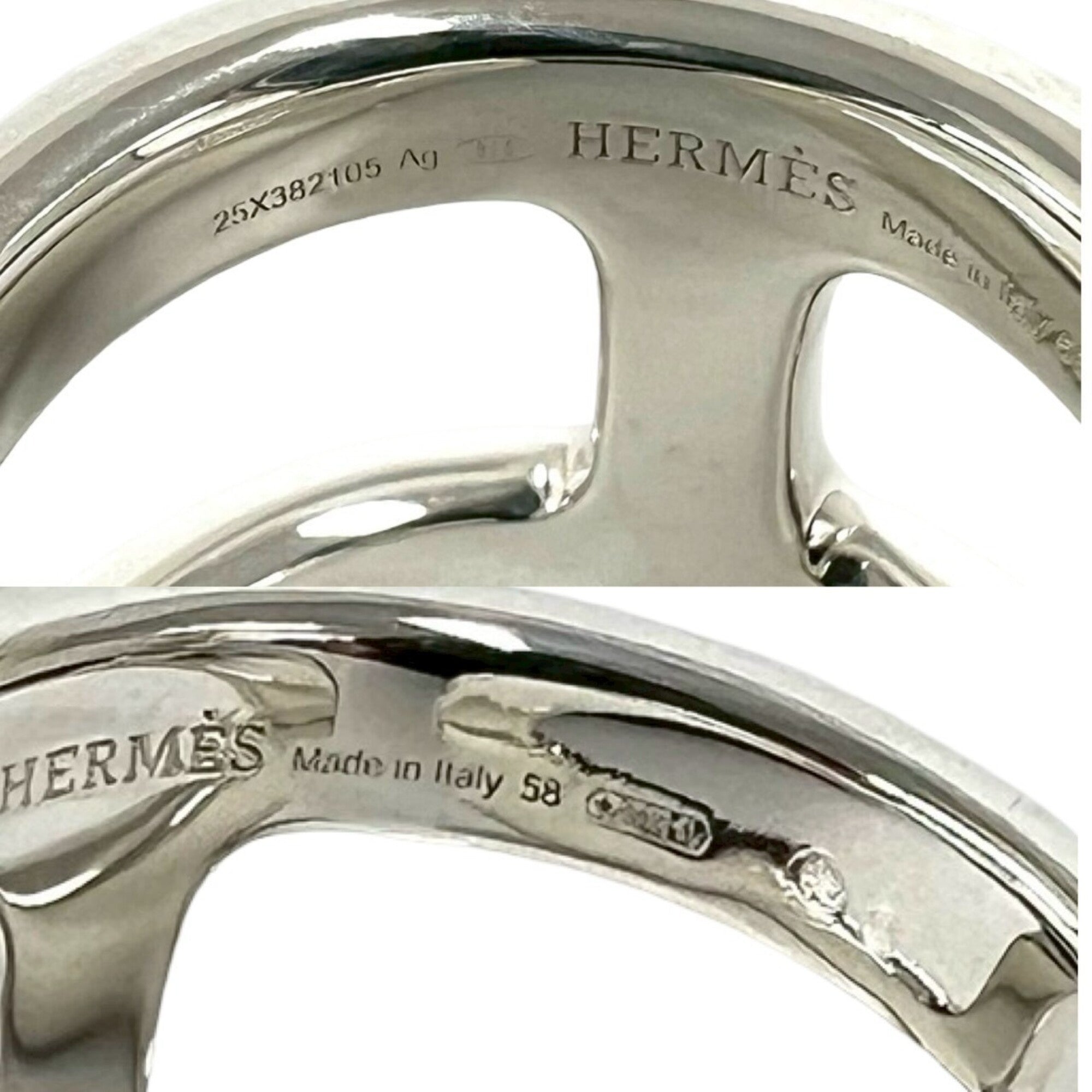 Hermes Silver Silver 925 Band Ring (Pre-Owned)
