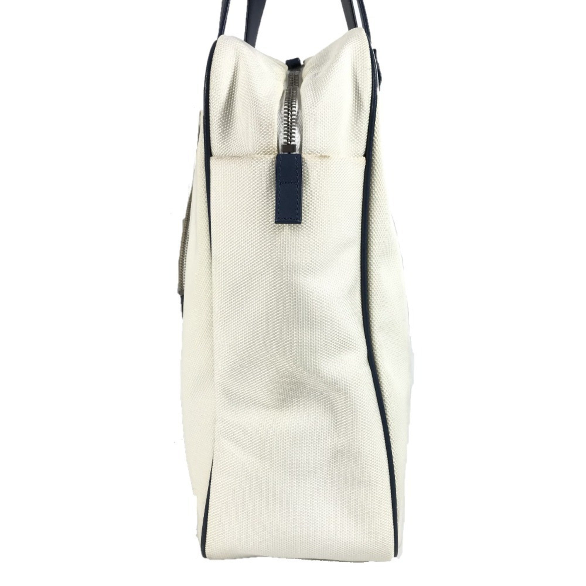 Chanel Blue White Leather Canvas Shoulder Bag Tote Bag (Pre-Owned)