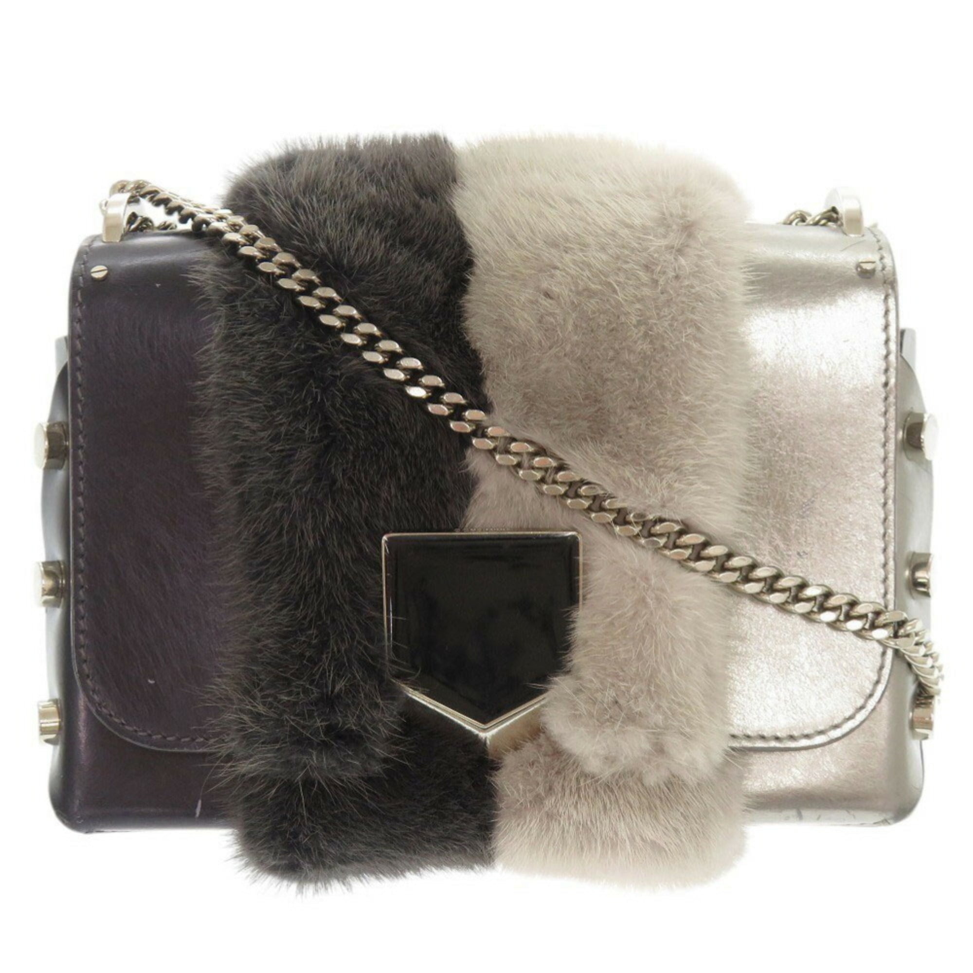 Jimmy Choo Gray Silver Leather Shoulder Bag (Pre-Owned)