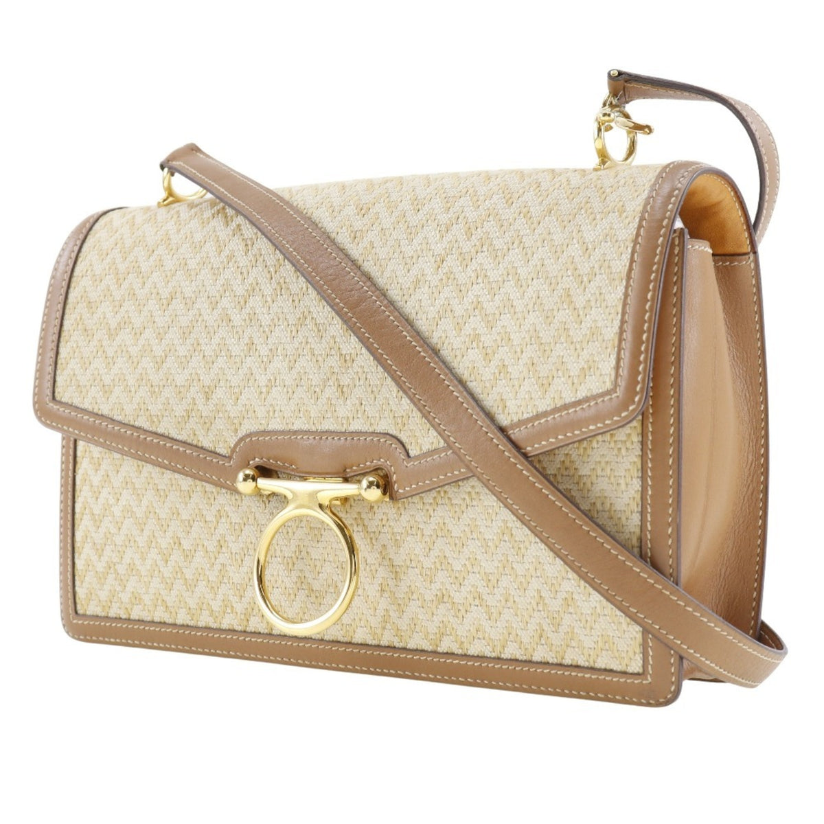 Hermes Canvas Shoulder Bag (Pre-Owned)