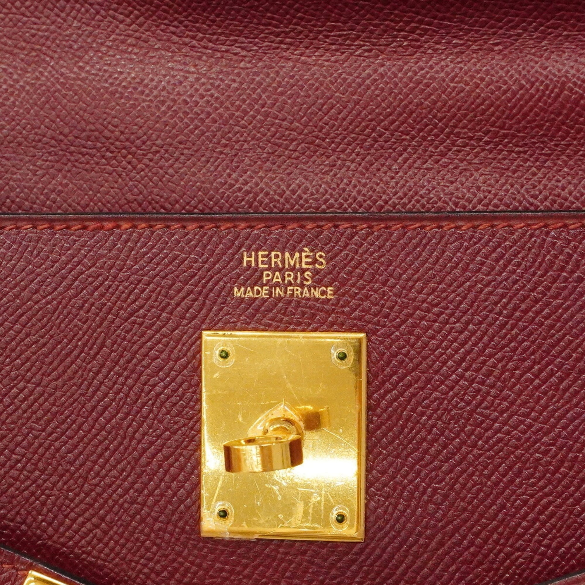 Hermes Rouge H Epsom Leather Leather Handbag (Pre-Owned)