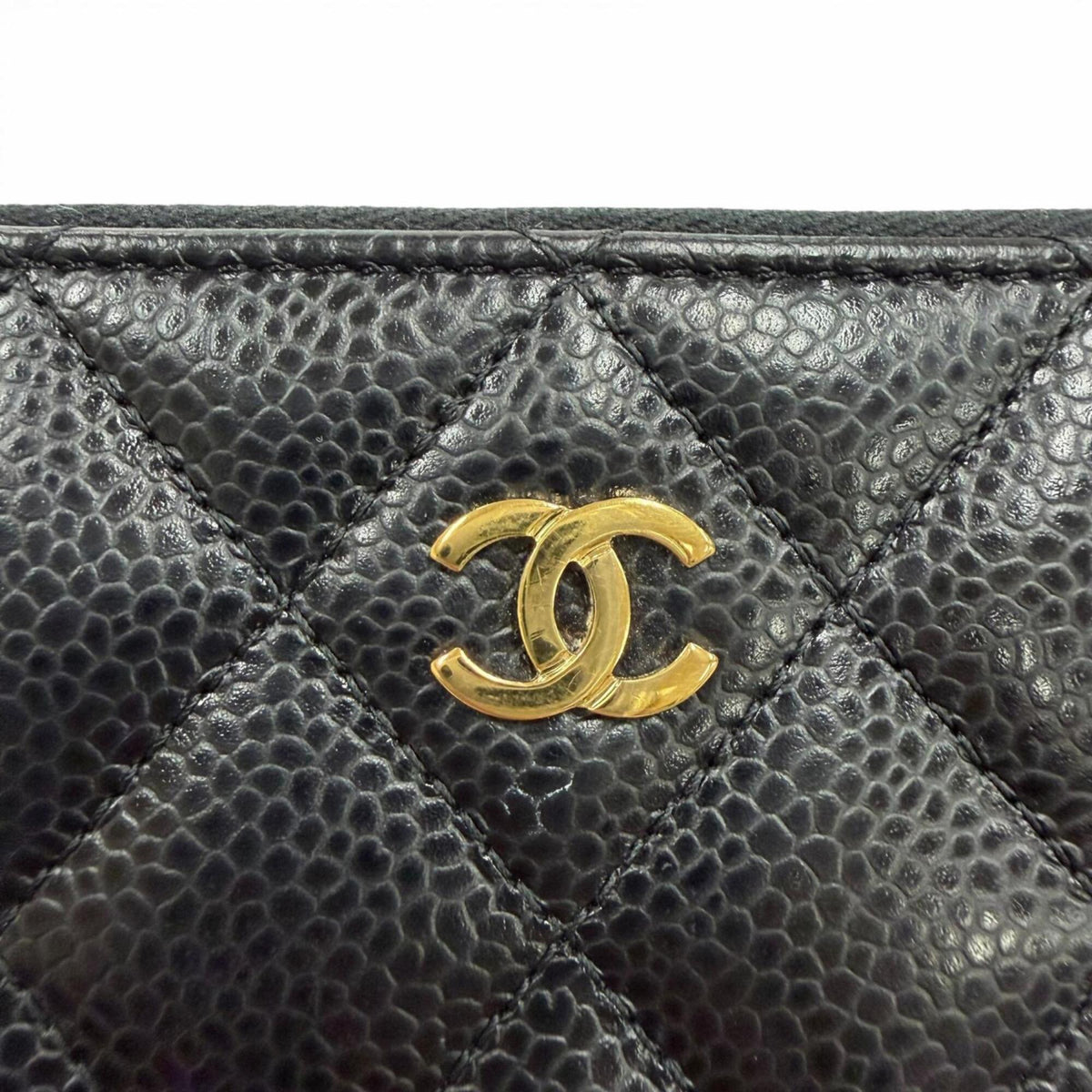 Chanel Black Grained Calfskin Long Wallet (Bi-Fold) (Pre-Owned)