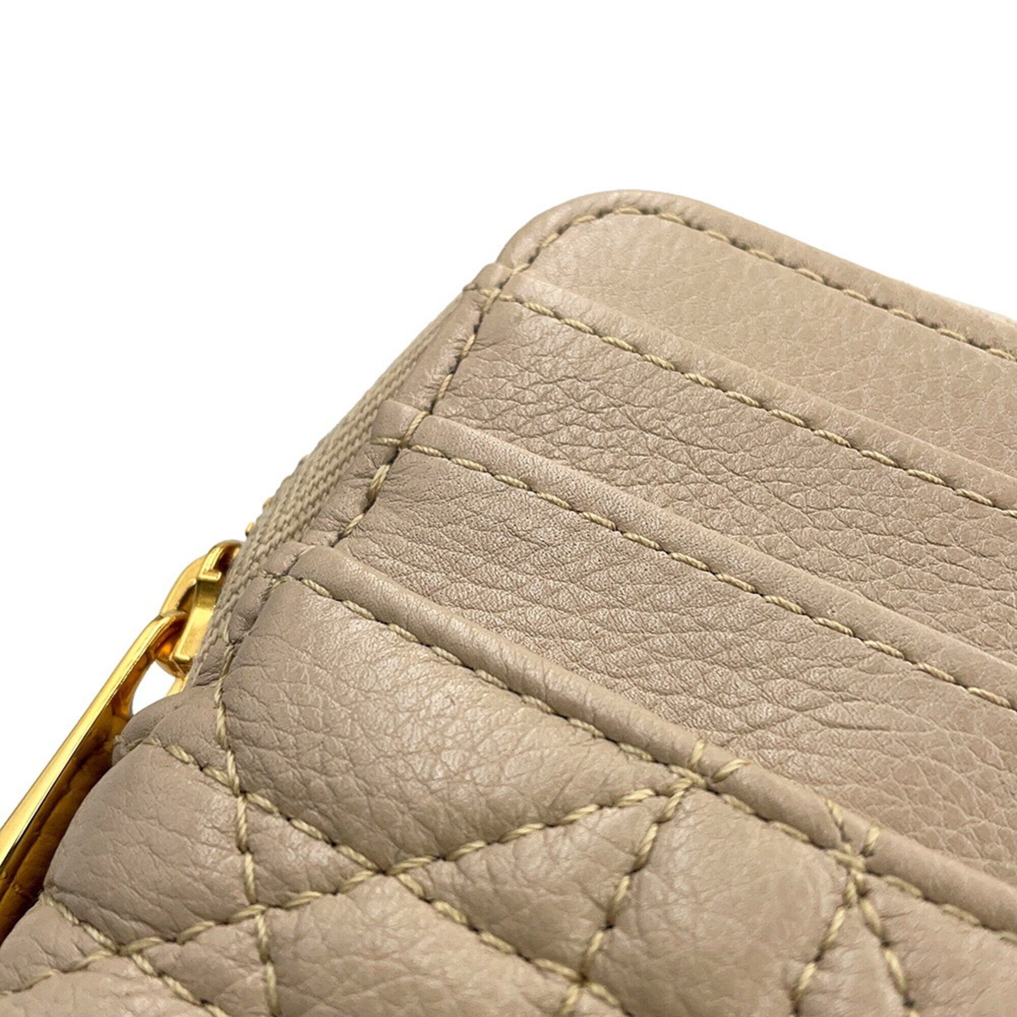 Christian Dior Beige Leather Coin Purse/Coin Case (Pre-Owned)