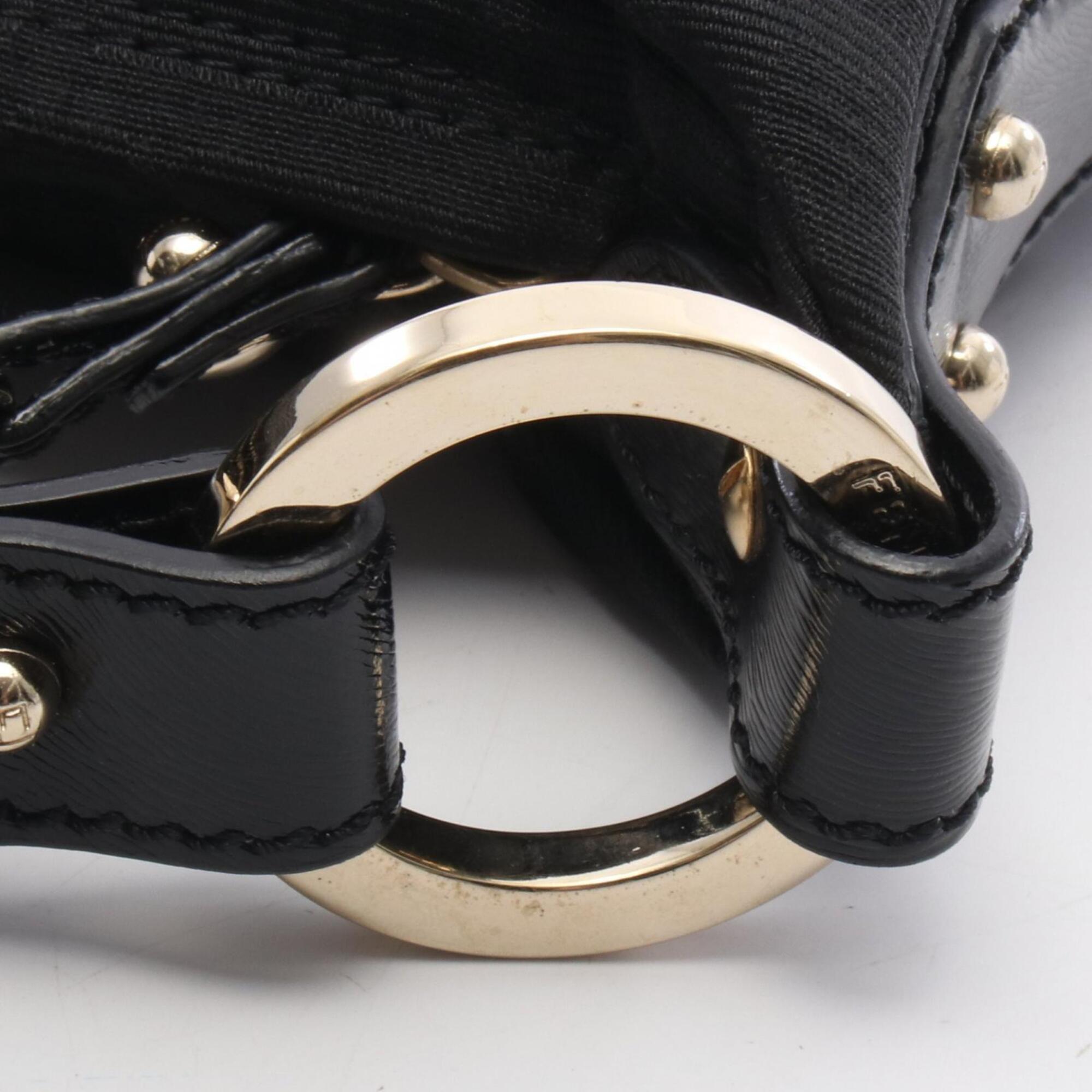Fendi Black Canvas Leather Handbag Shoulder Bag (Pre-Owned)