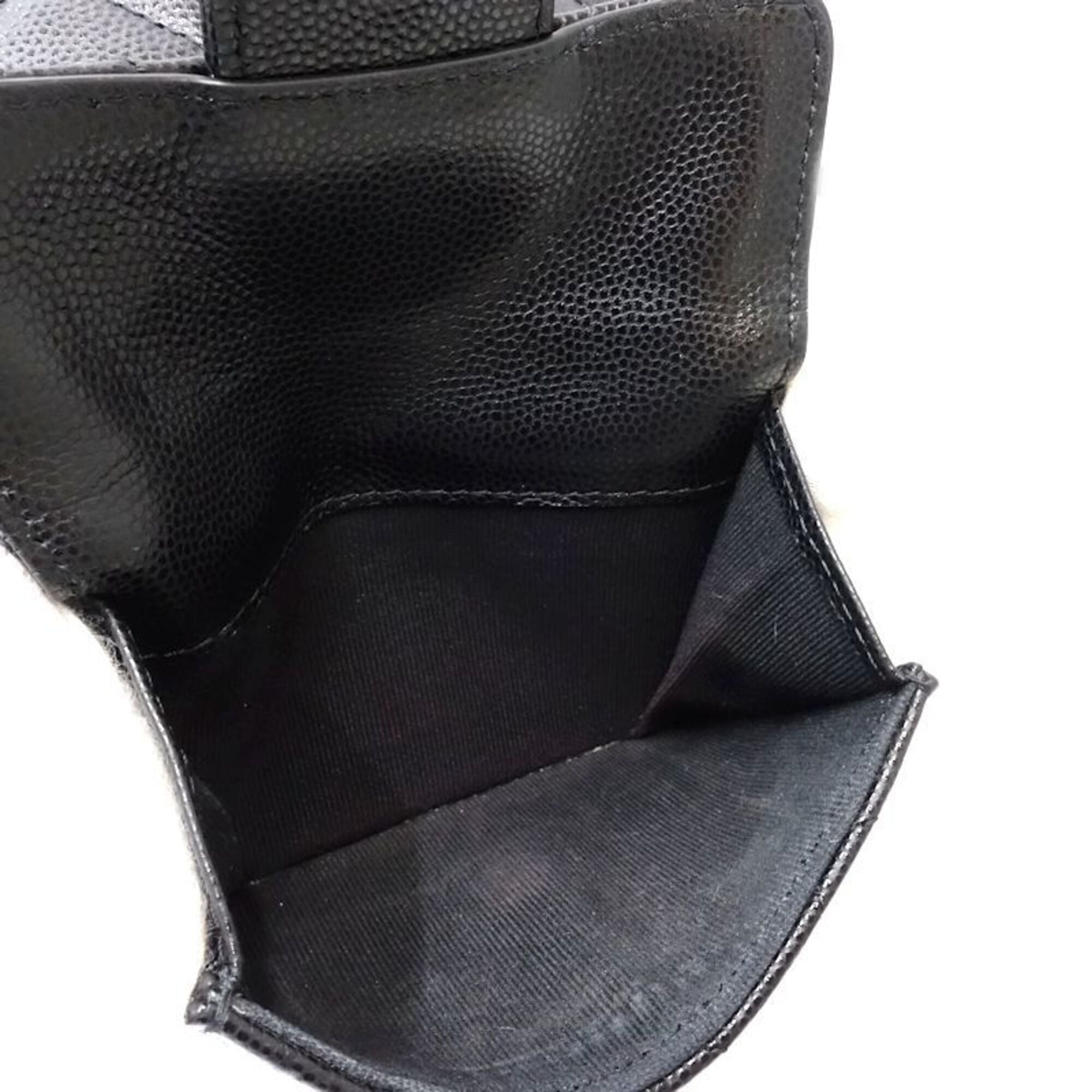 Chanel Black Grained Calfskin Wallet (Tri-Fold) (Pre-Owned)