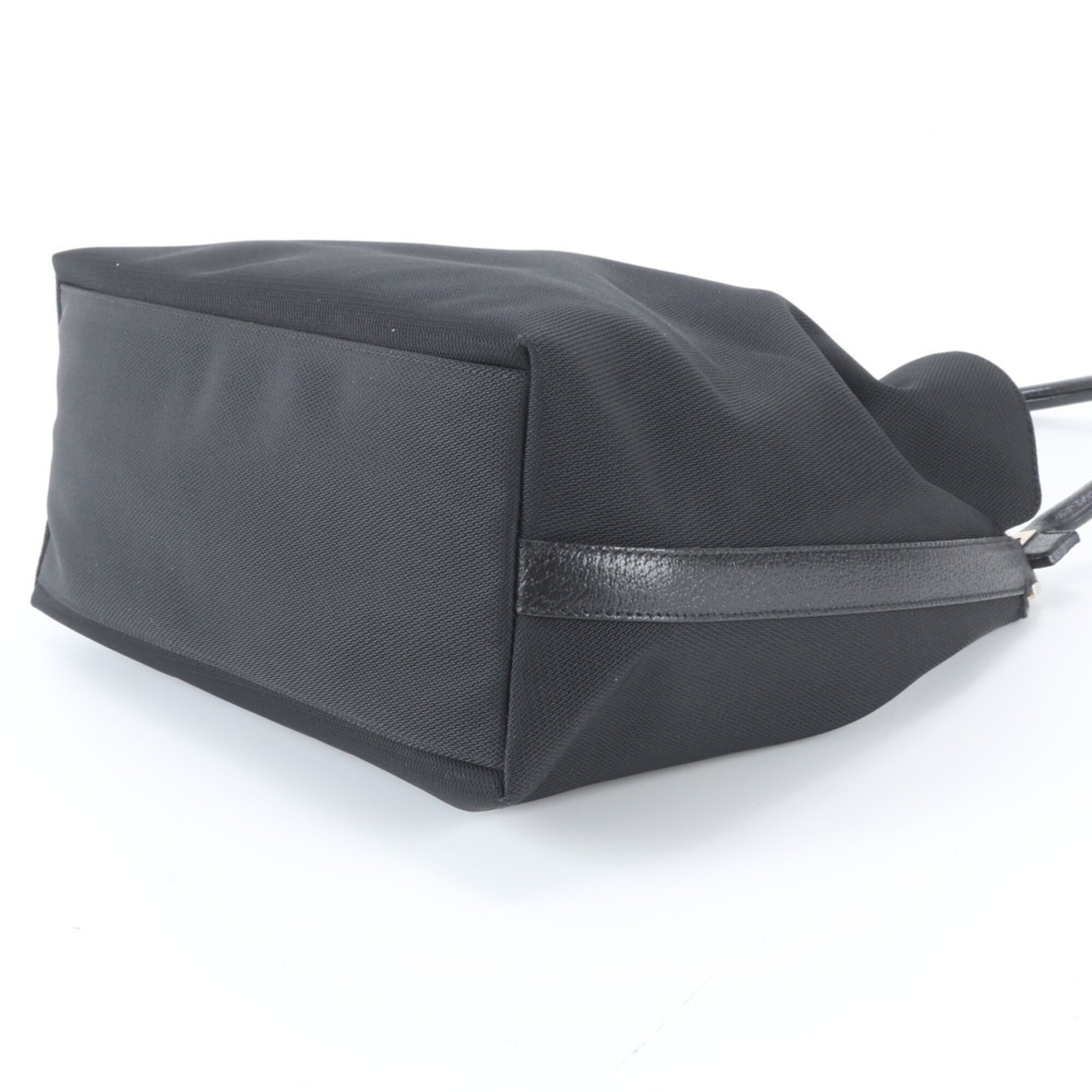 Salvatore Ferragamo Gancini Black Leather Nylon Handbag Shoulder Bag (Pre-Owned)
