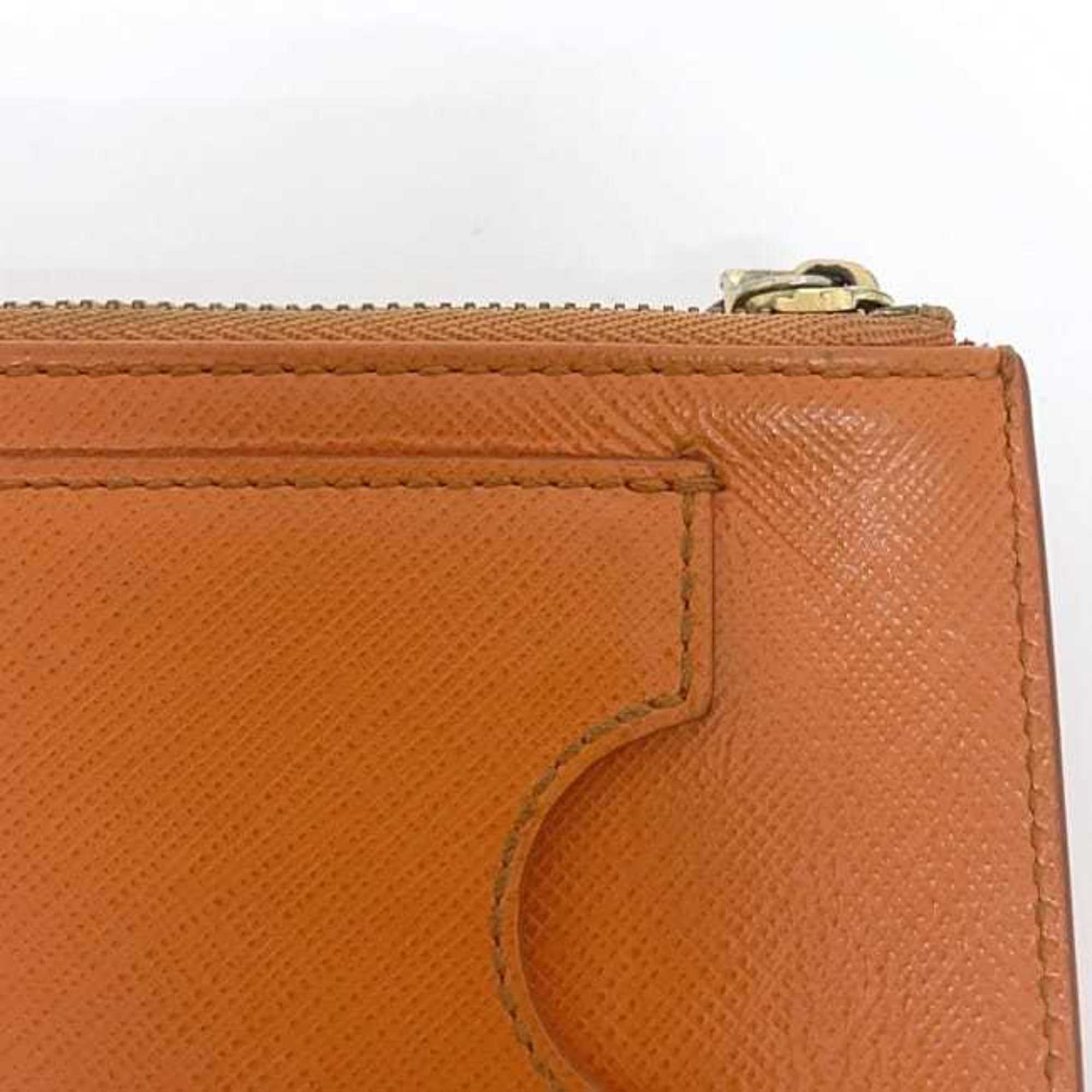 Salvatore Ferragamo Orange Leather Coin Purse/Coin Case (Pre-Owned)