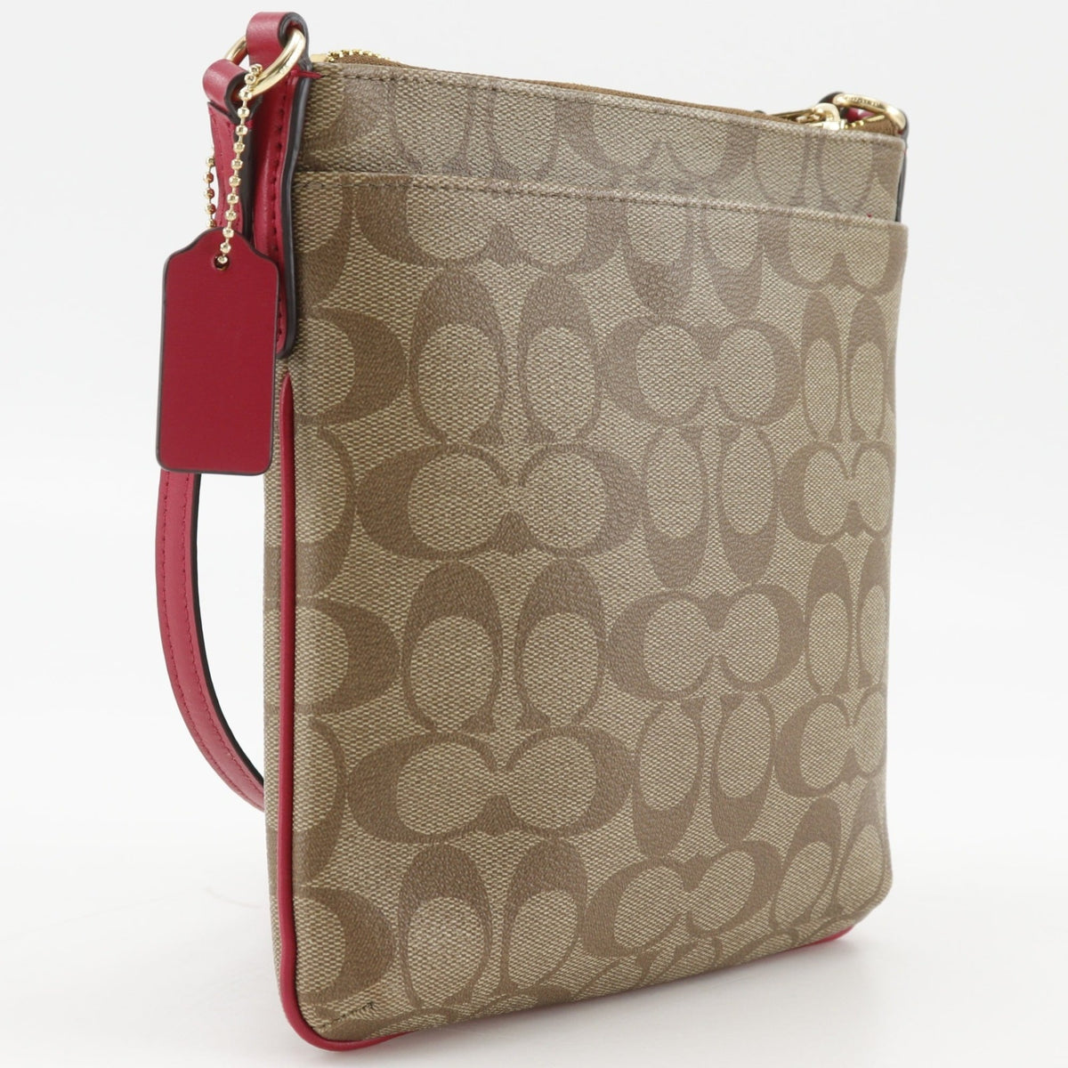Coach Signature Brown Signature Line Shoulder Bag (Pre-Owned)