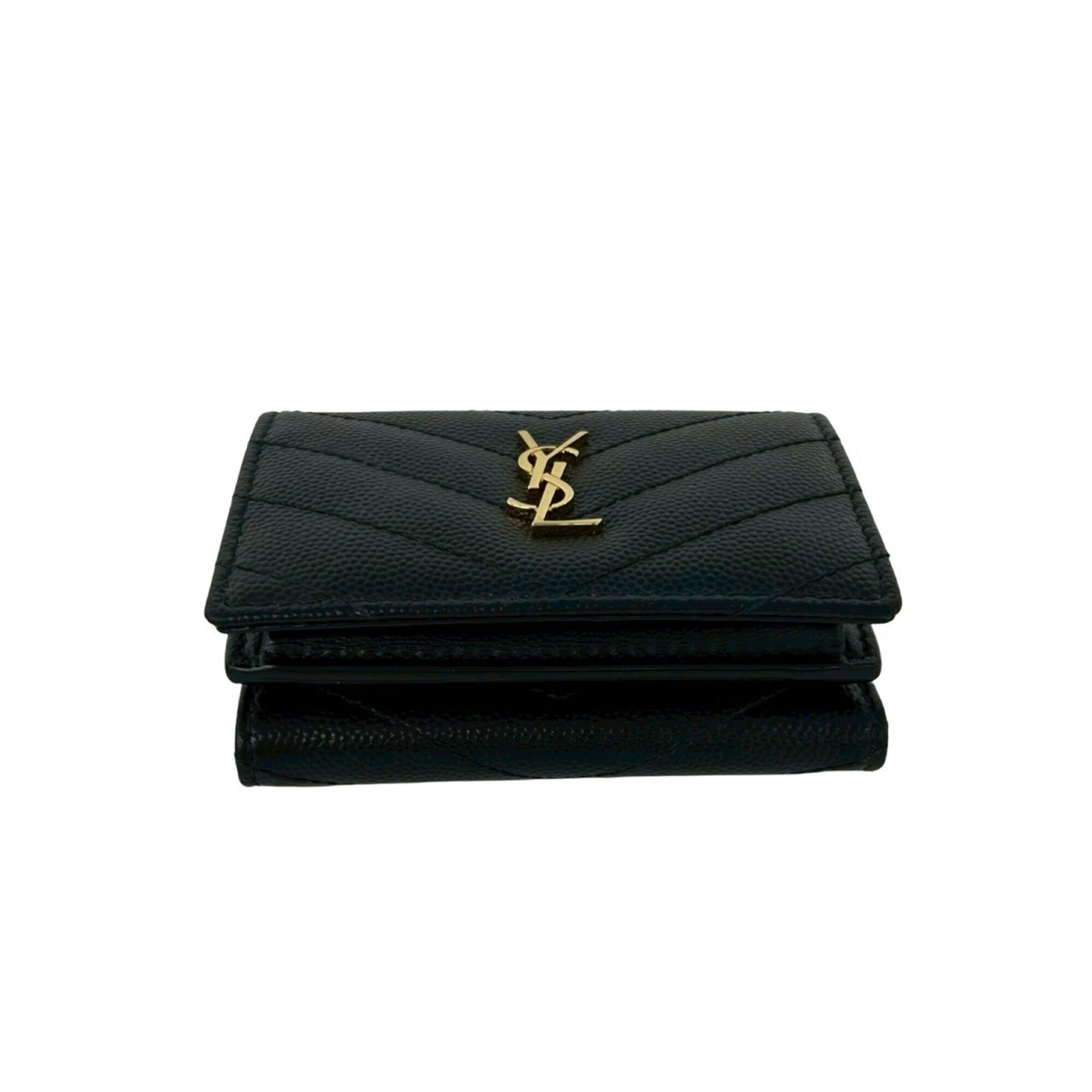 Yves Saint Laurent Black Leather Wallet (Tri-Fold) (Pre-Owned)