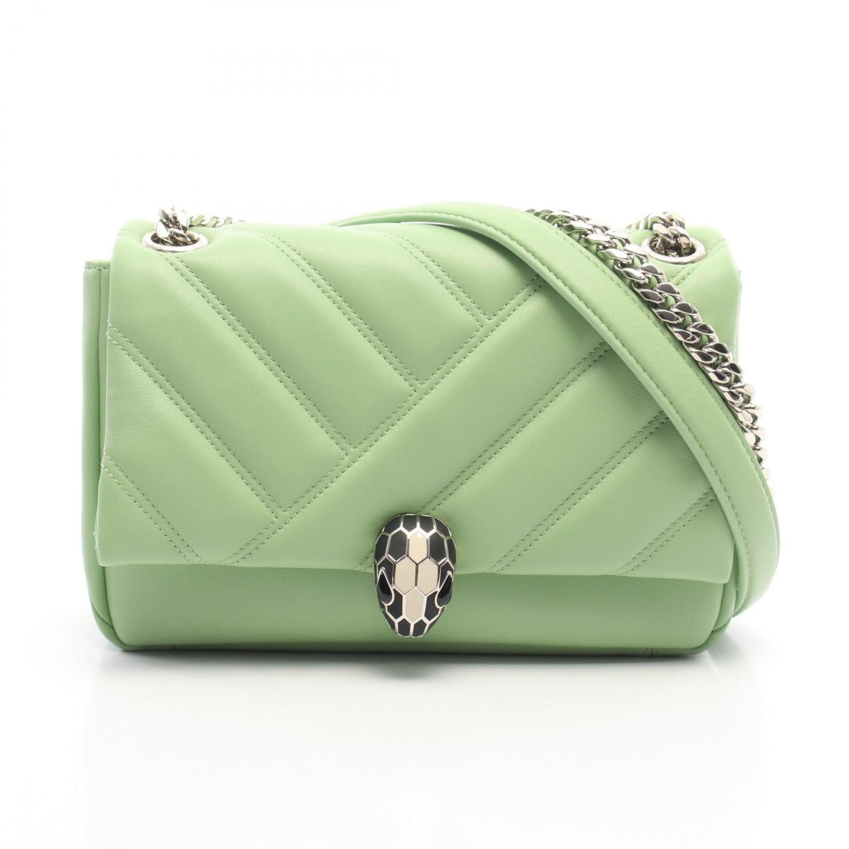 Bvlgari Green Leather Handbag Shoulder Bag (Pre-Owned)