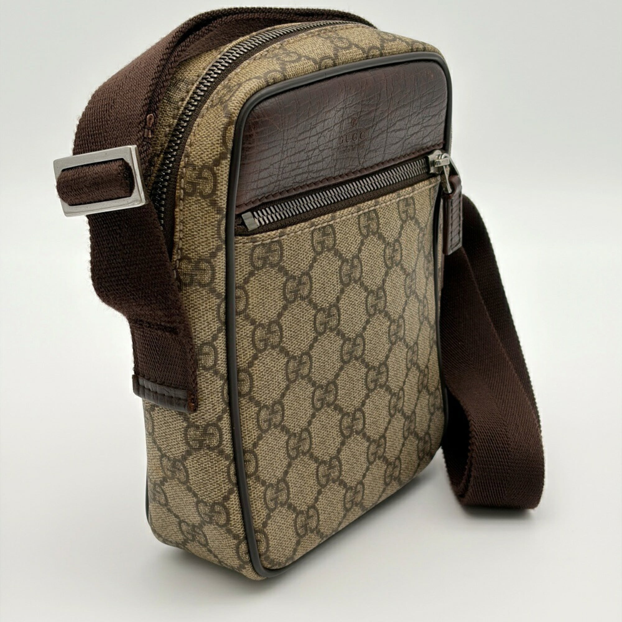 Gucci Beige Dark Brown Pvc Leather Shoulder Bag (Pre-Owned)