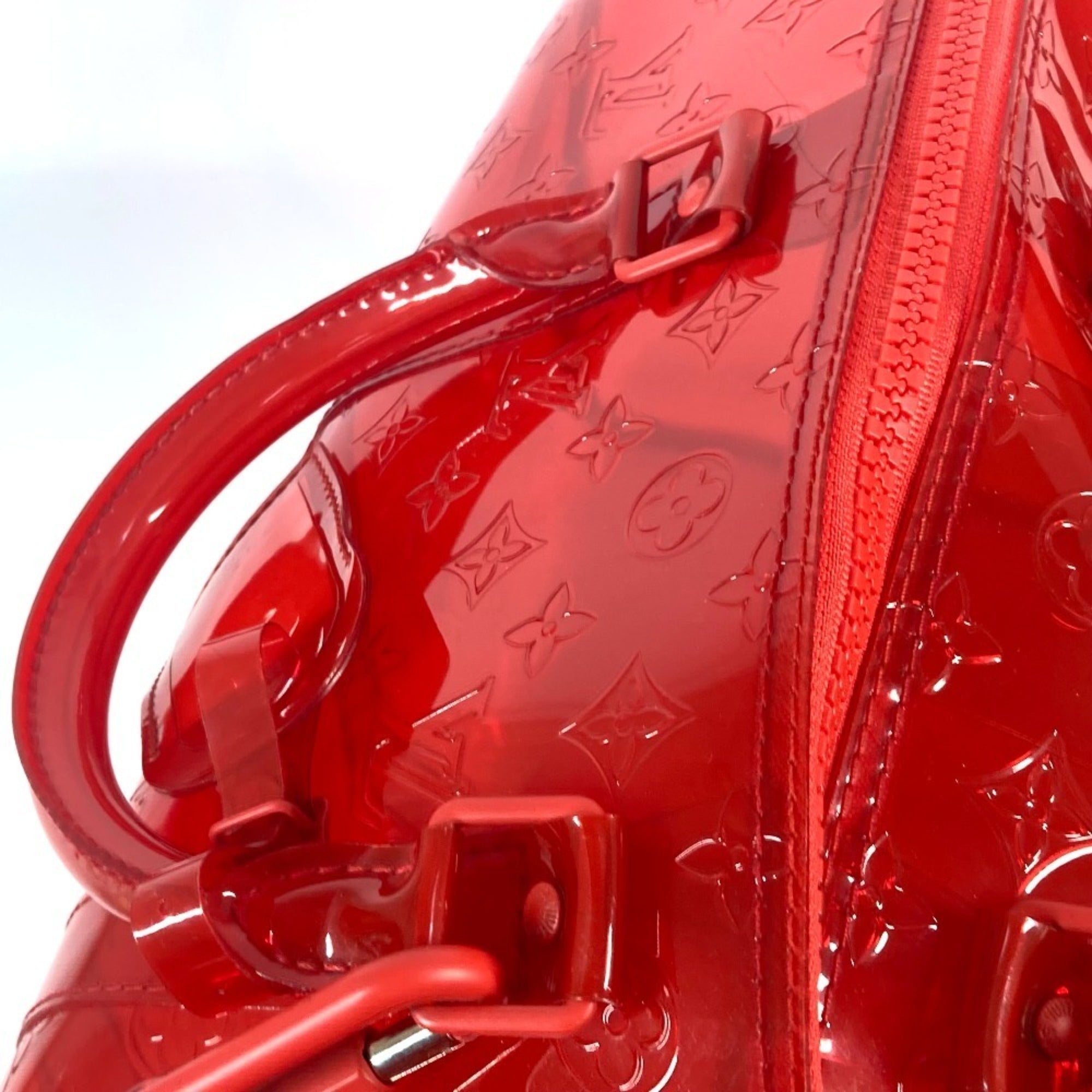 Louis Vuitton Red Color Vinyl Boston Bag Handbag Shoulder Bag (Pre-Owned)
